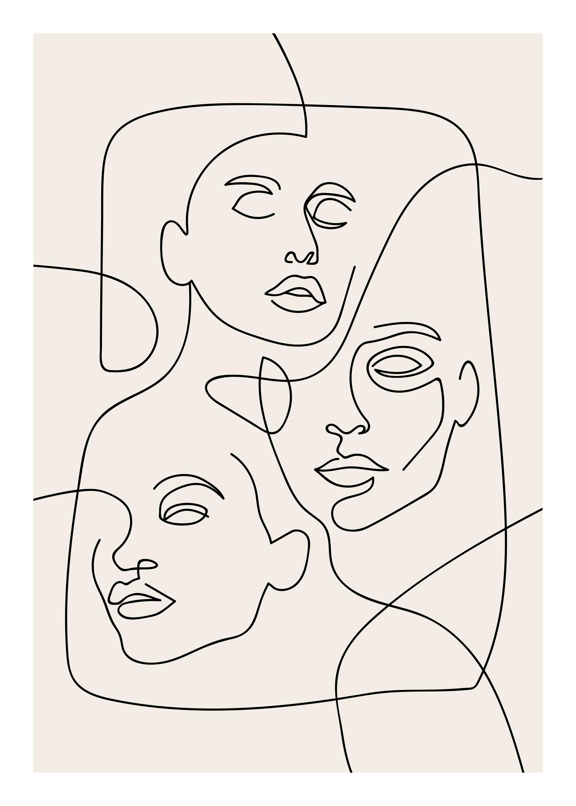 The Three Faces Line Art Poster 0