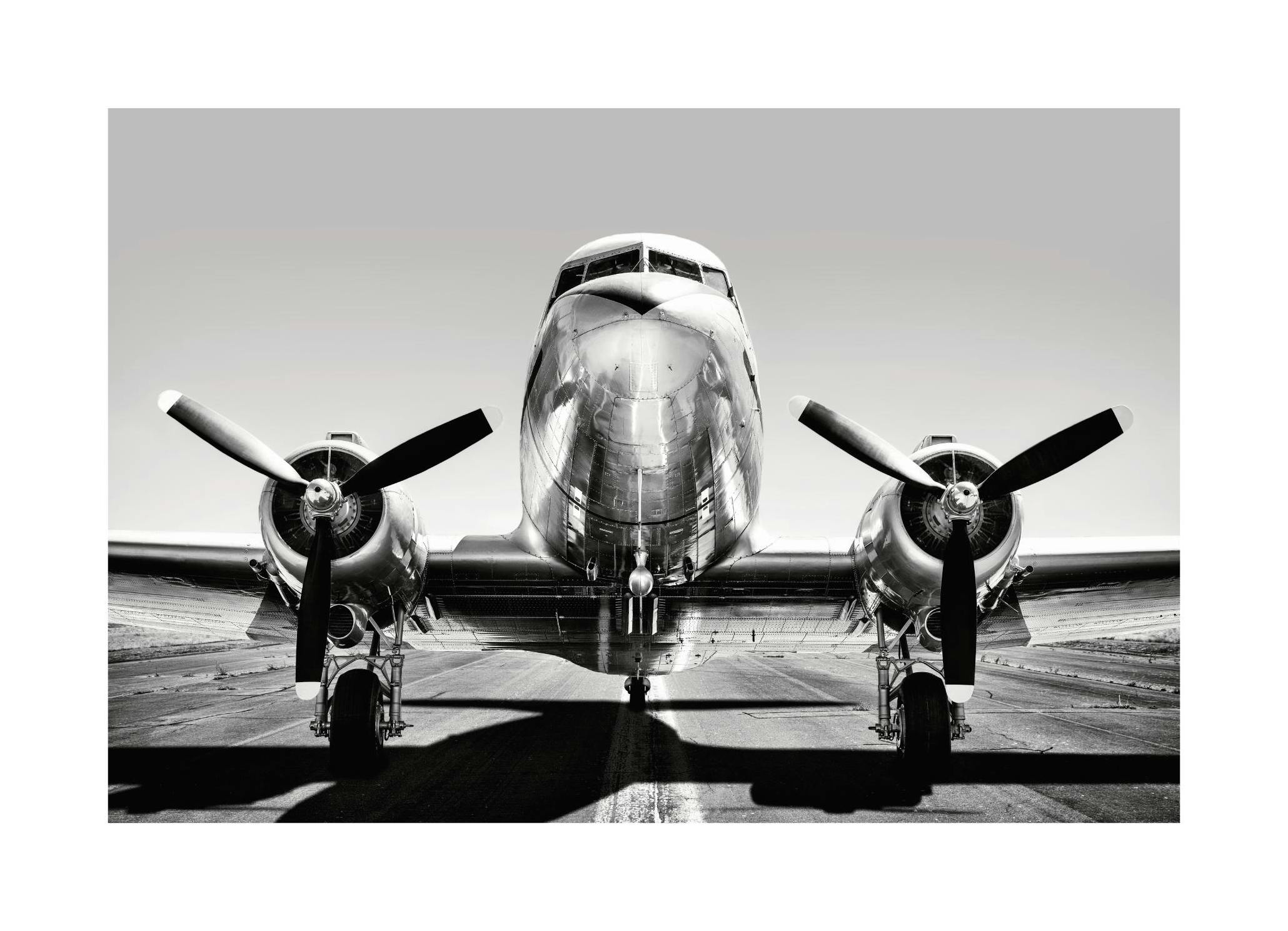 Vintage Airplane Poster (50x70 cm) -  Schwarz-Weiß Fotografie