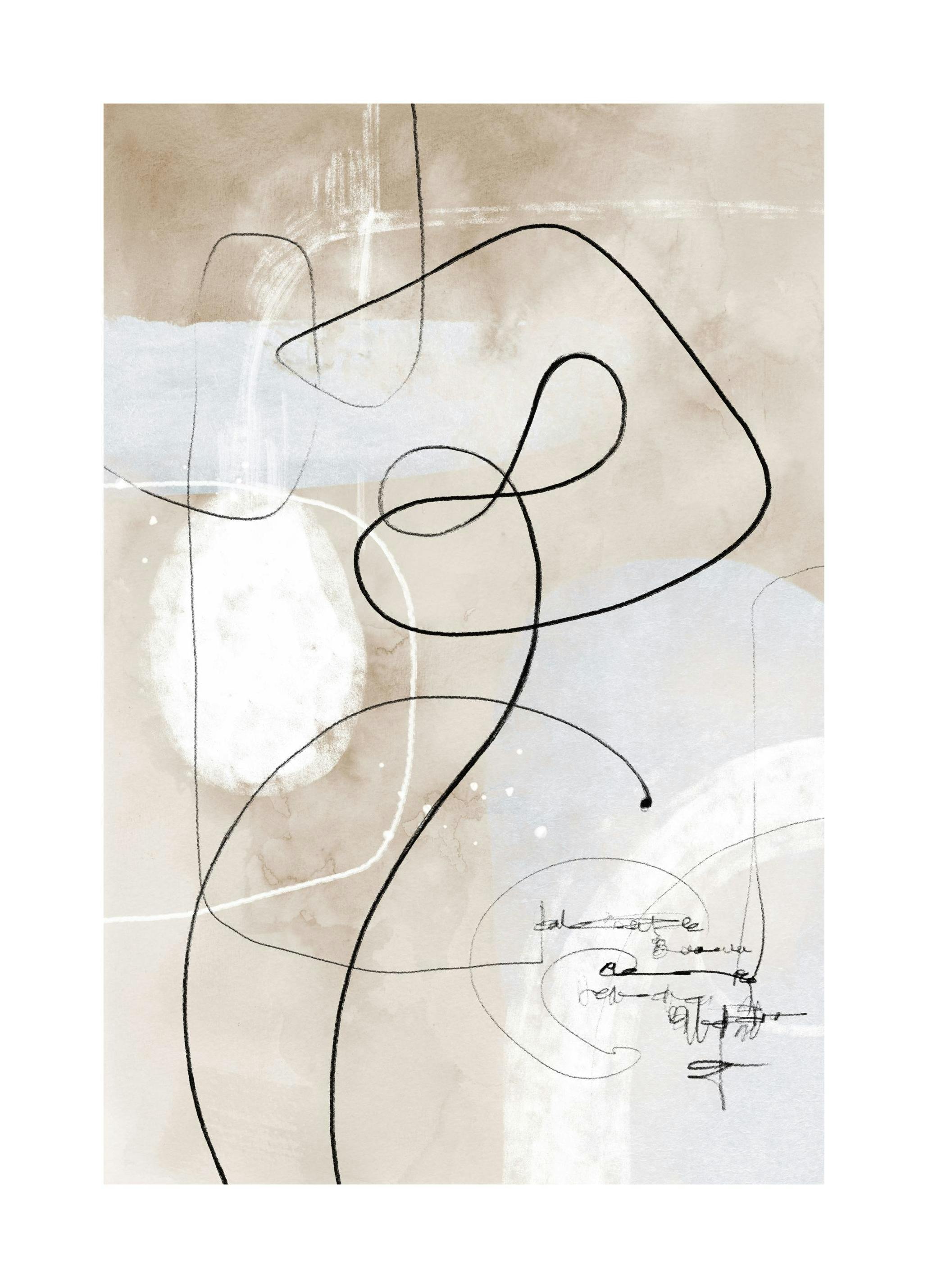Soft Abstract Lines No1 Affiche (100x150 cm) - Affiches d'art abstrait