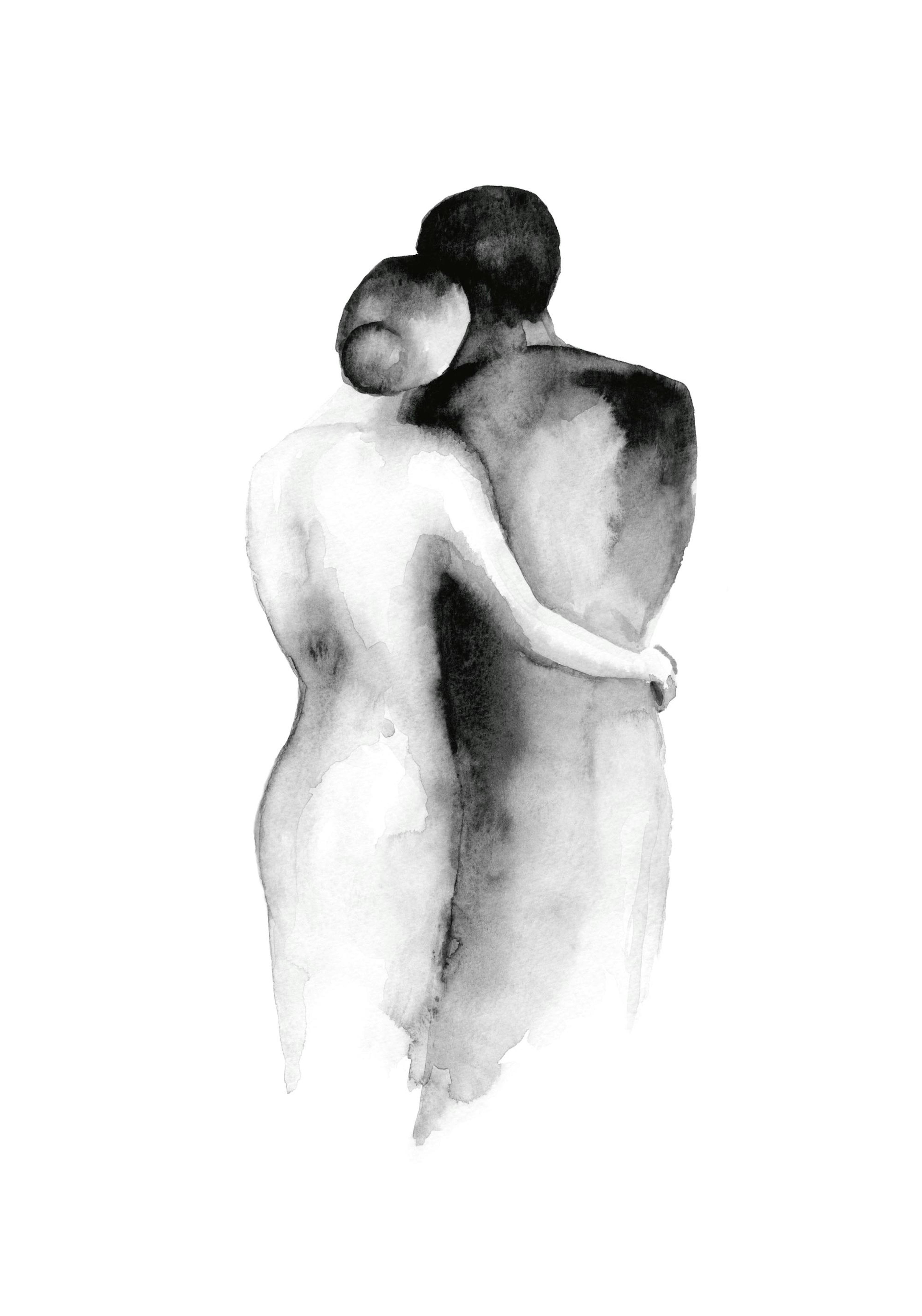Watercolor Embrace Affiche