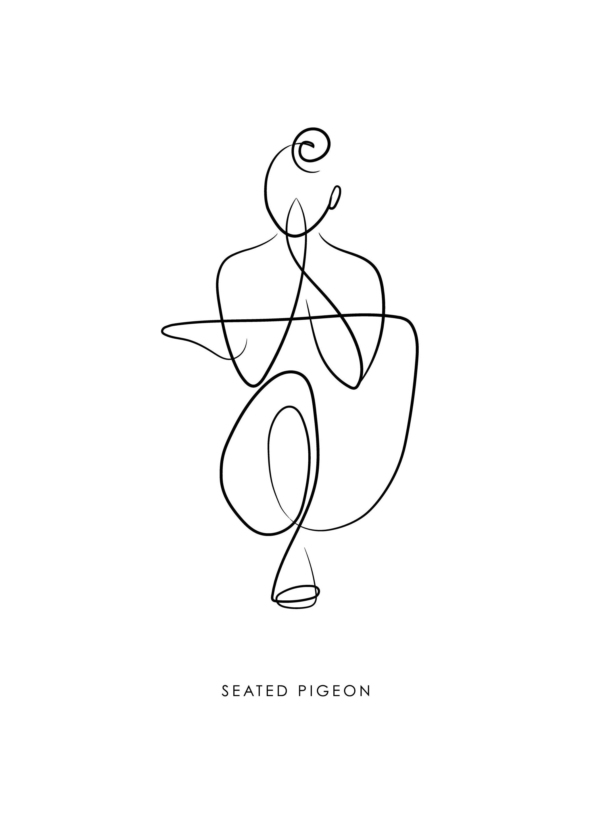 Yoga Pose No1 Poster (13x18 cm) - Line Art