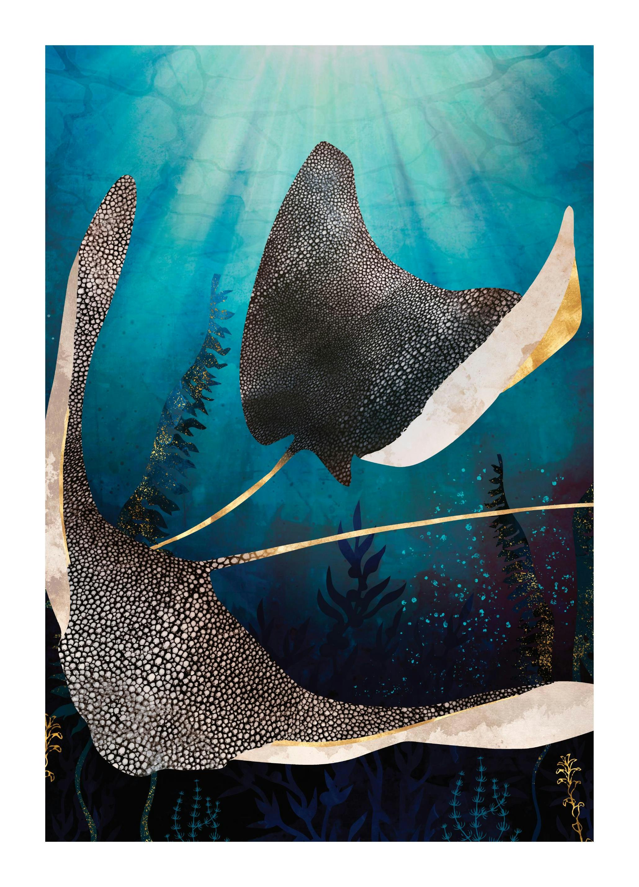 SpaceFrog Designs - Metallic Stingray Plakat (50x70 cm)- SpaceFrog Designs