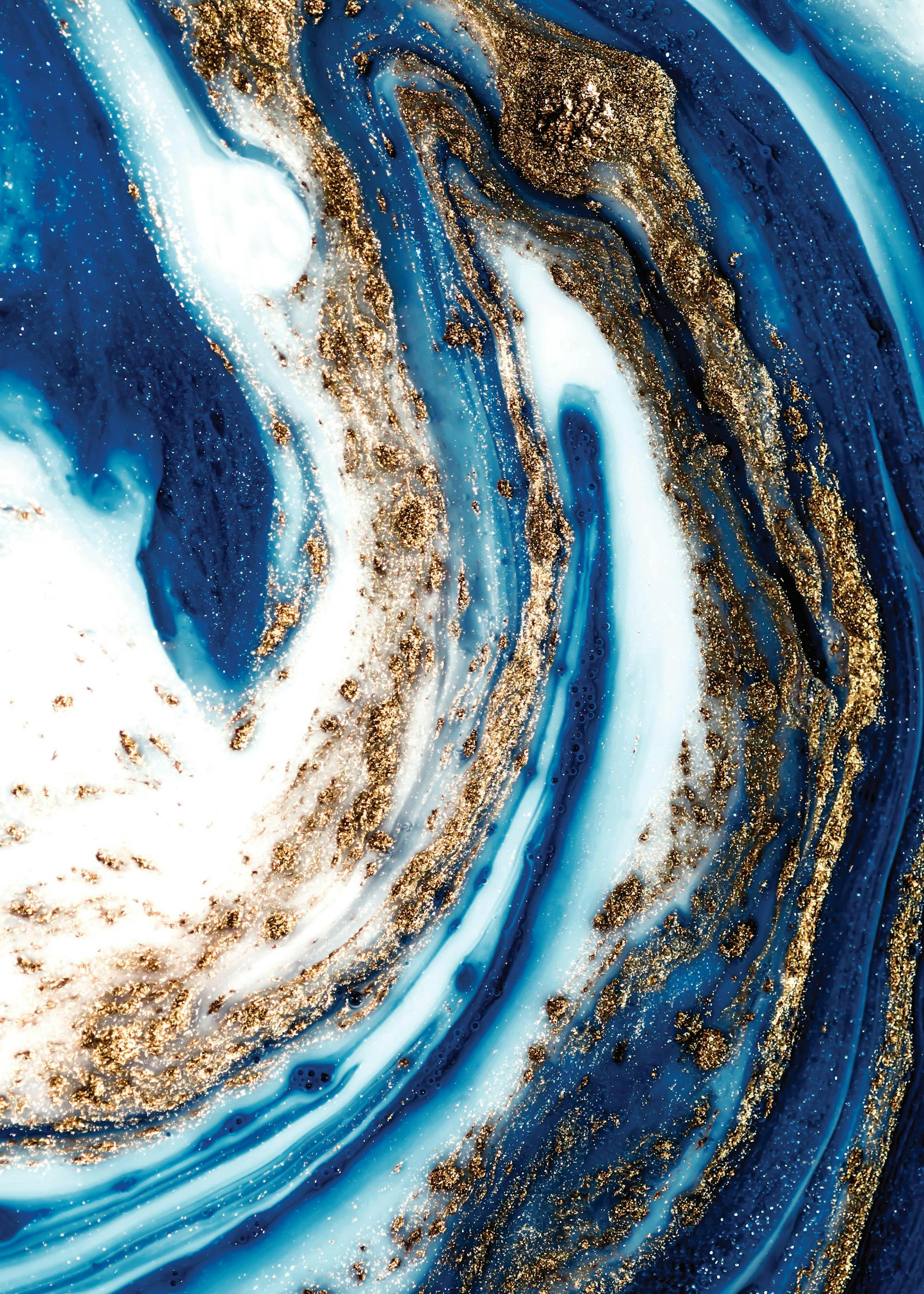 Blue and Gold Swirl No1 Poster 0
