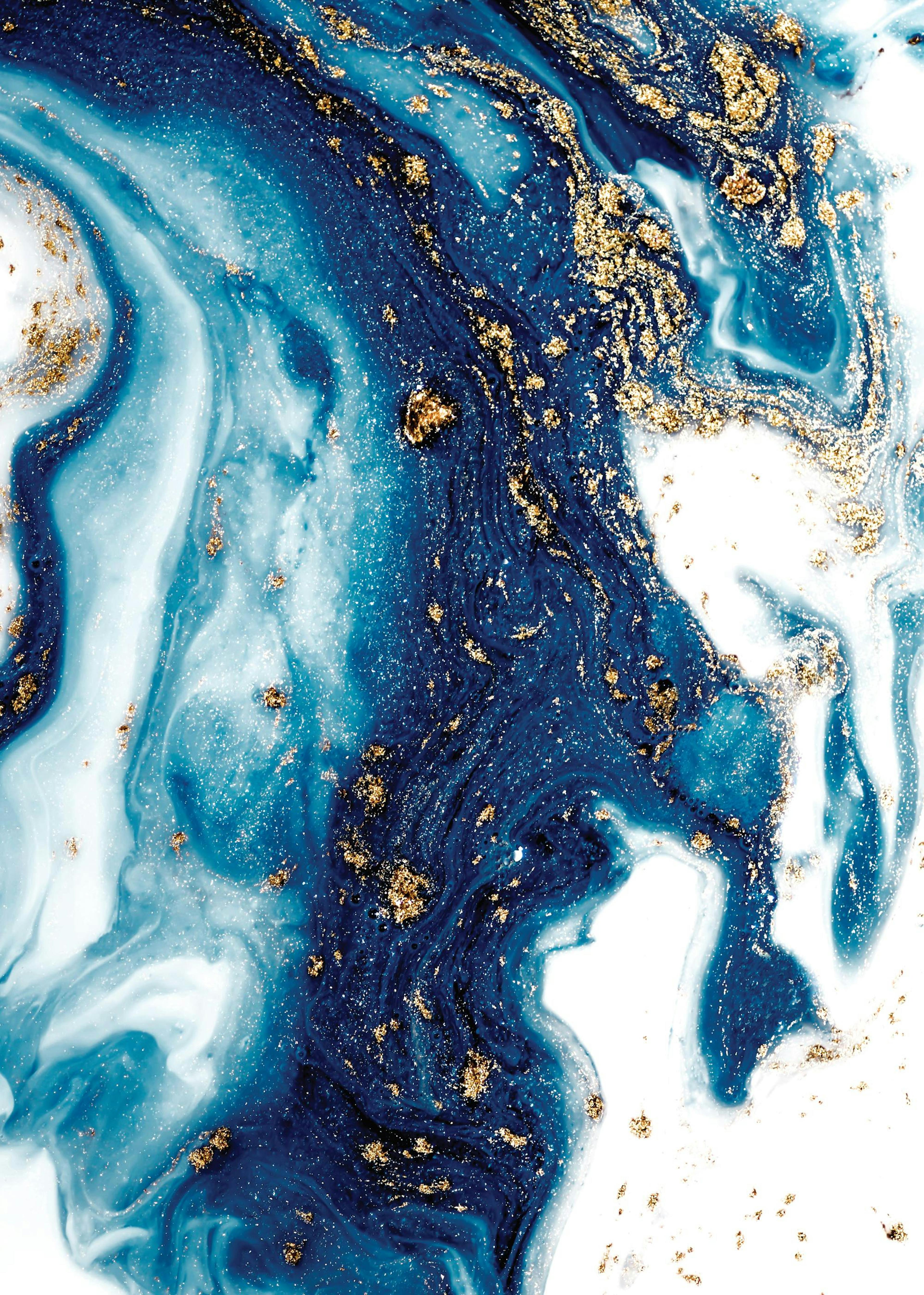 Blue and Gold Swirl No2 Poster 0