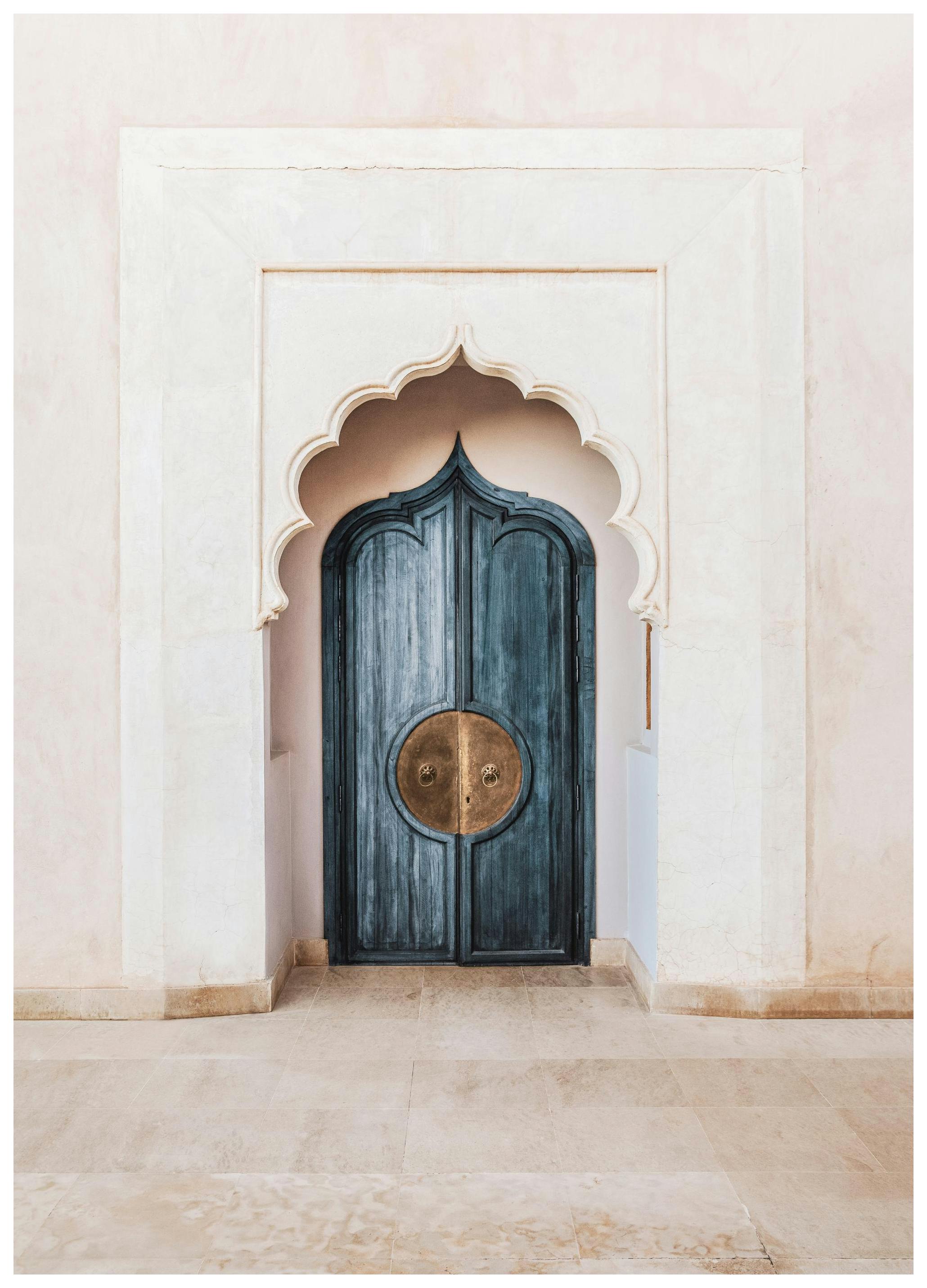 Marrakech Blue Door Poster (21x30 cm) - Fotokunst
