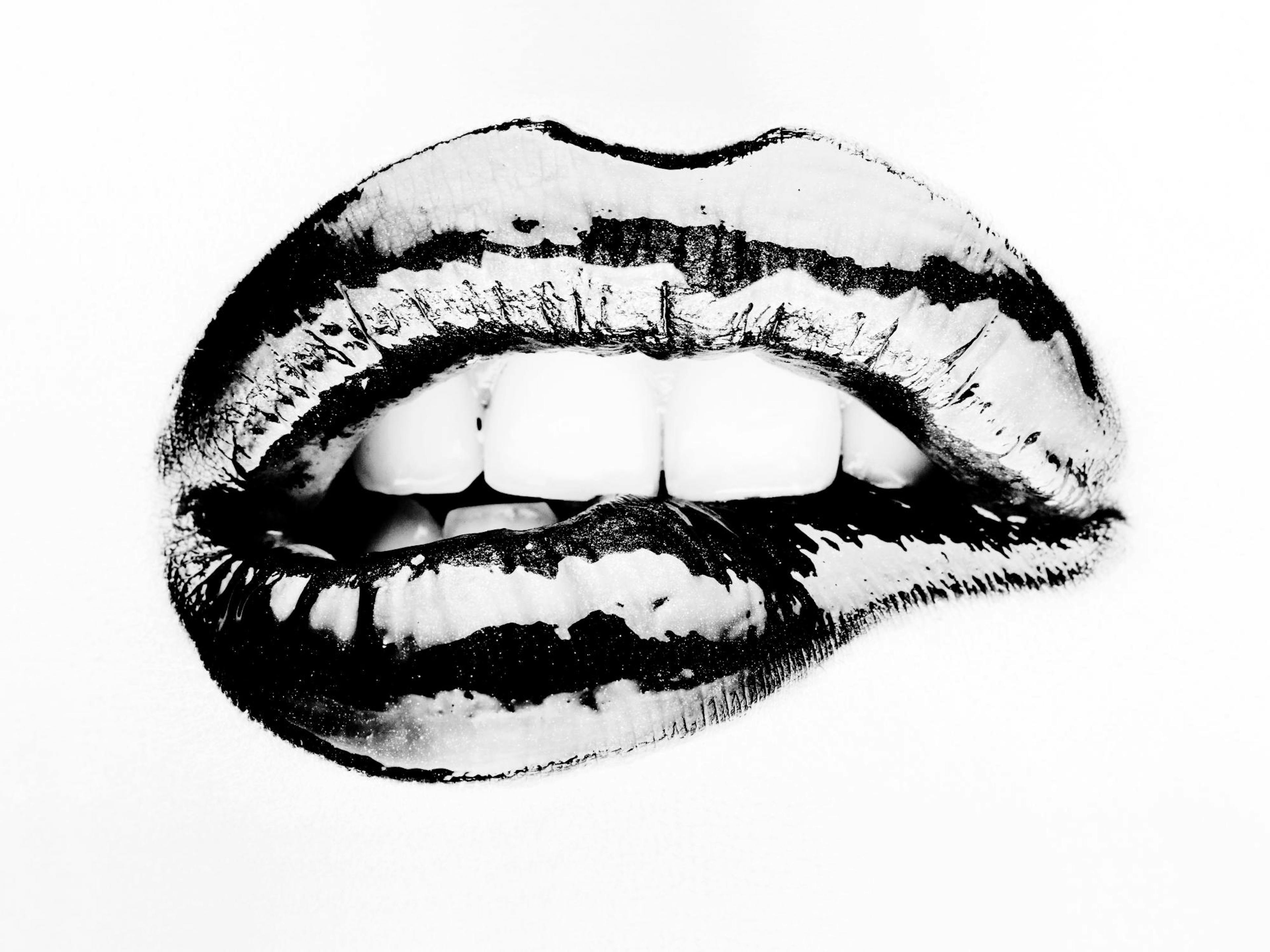 Monochrome Lips Poster
