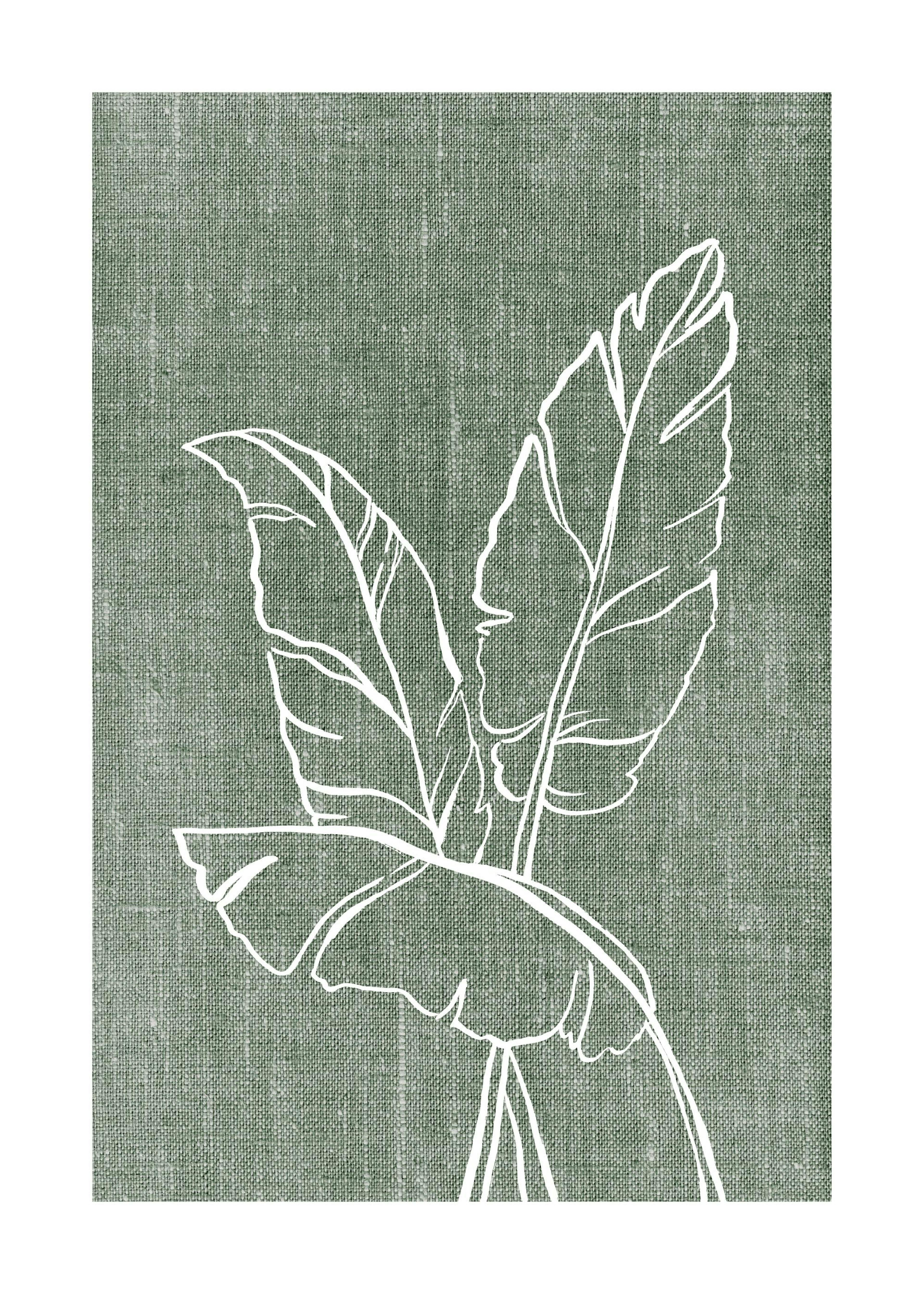 Green Linen Leaves Plakat