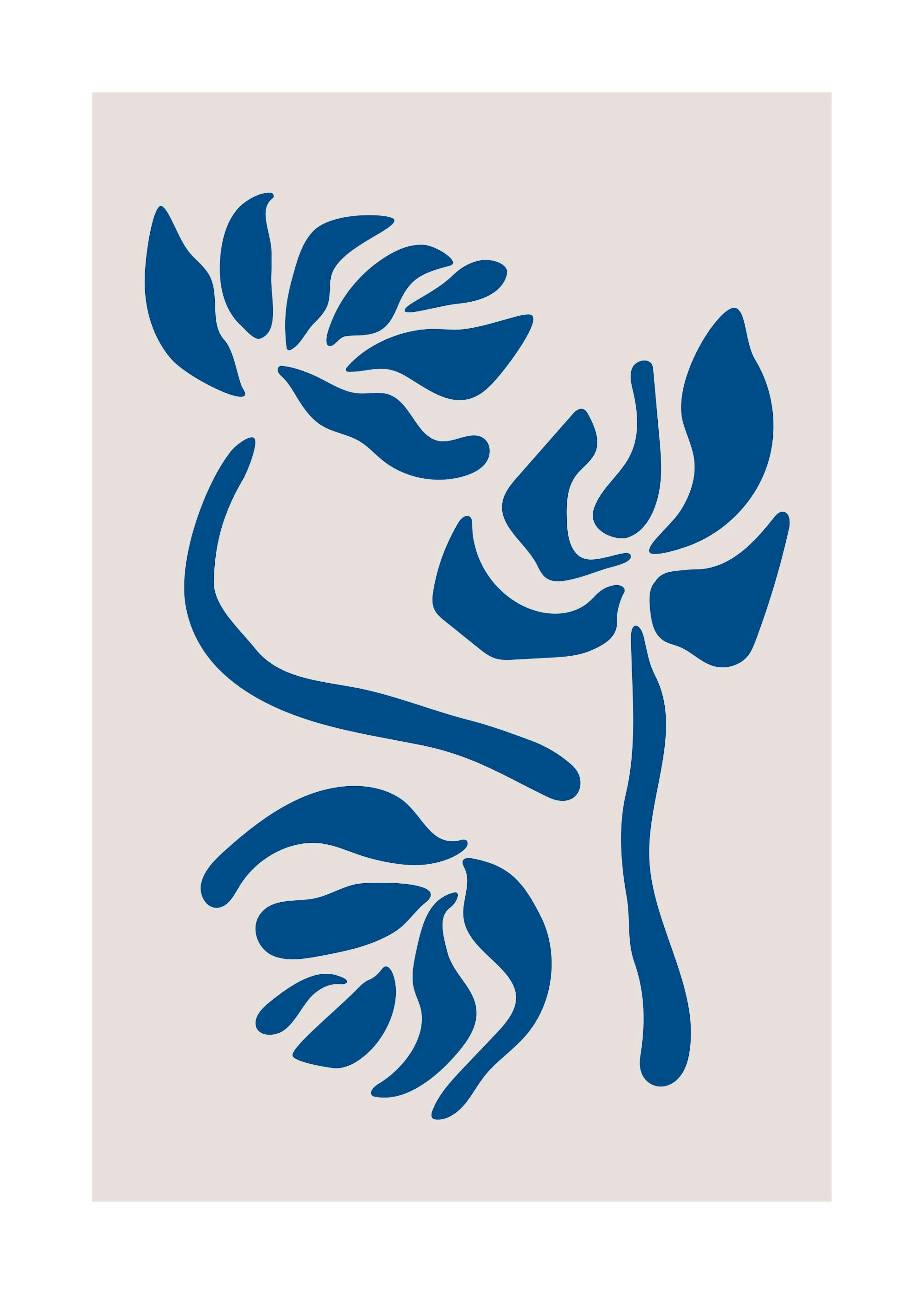 Blue Graphic Flowers Poster 0
