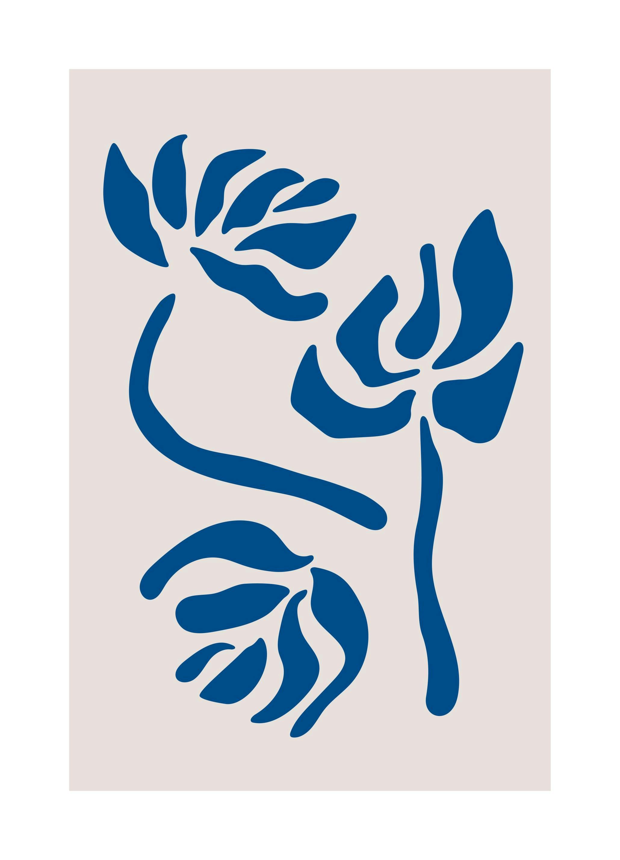 Blue Graphic Flowers Poster (30x40 cm) - Grafische posters