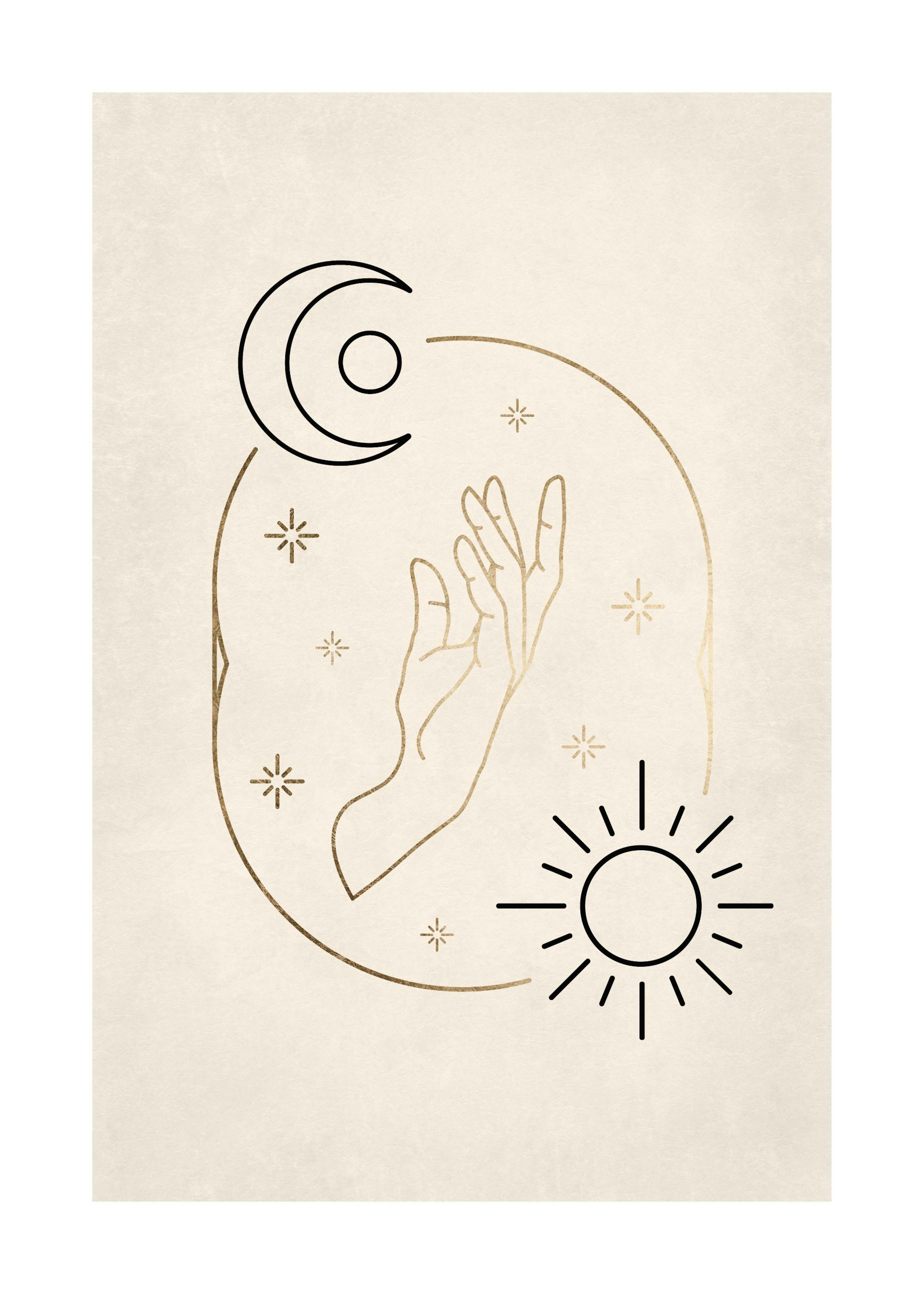 Sun and Moon Hand Print 0