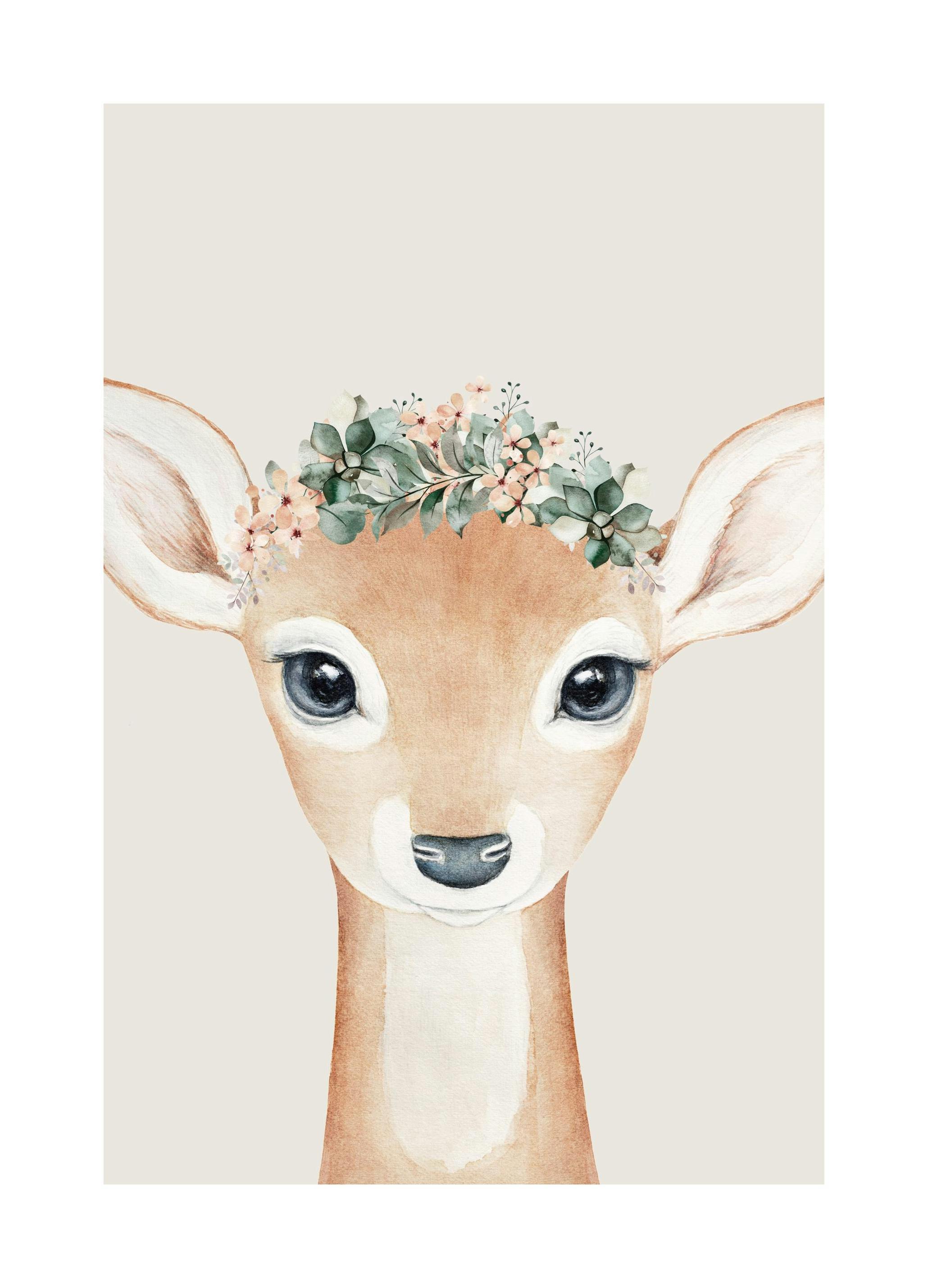 Flower Deer Poster (50x70 cm) - Babyposters