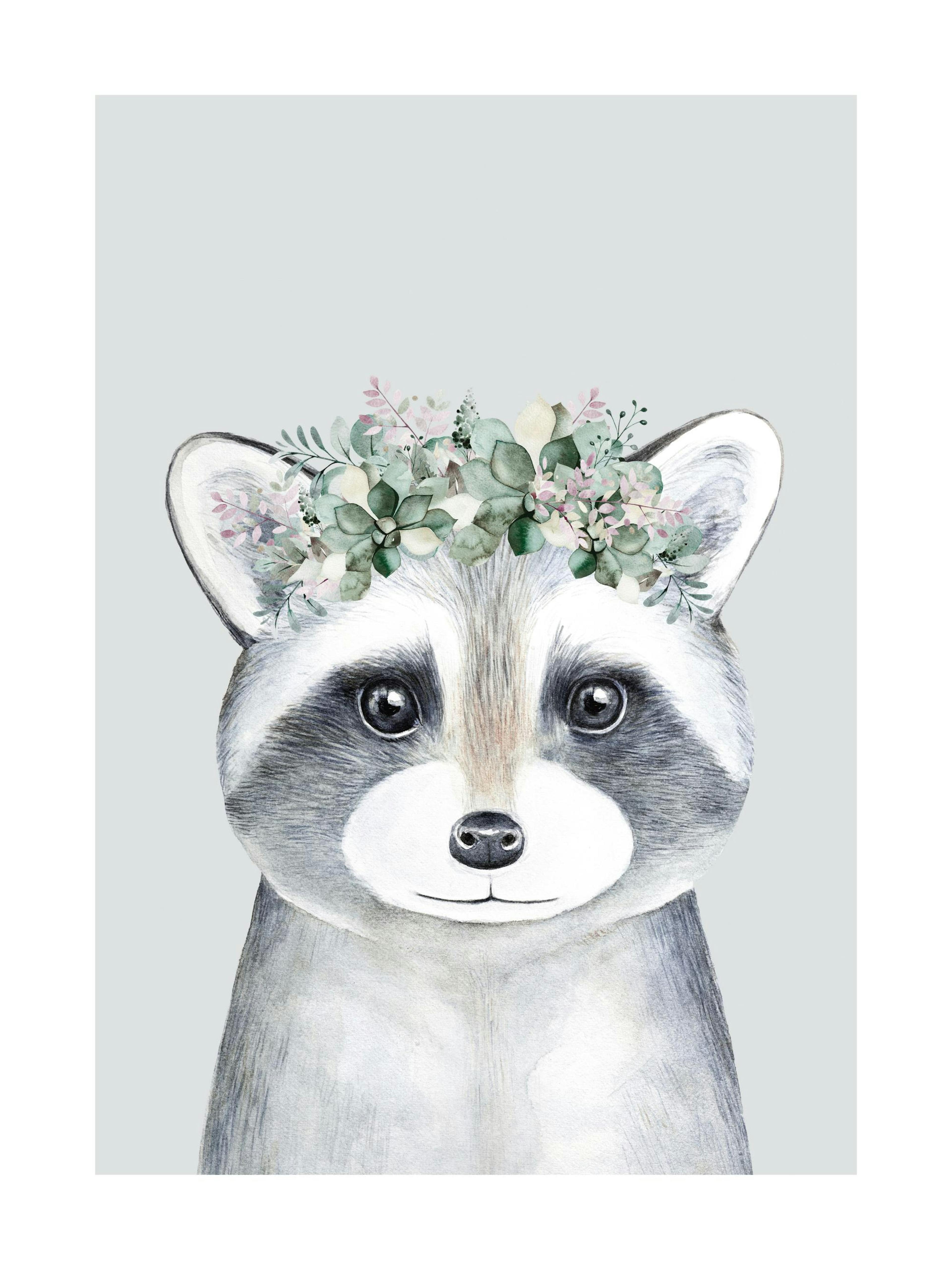 Flower Raccoon Print 0
