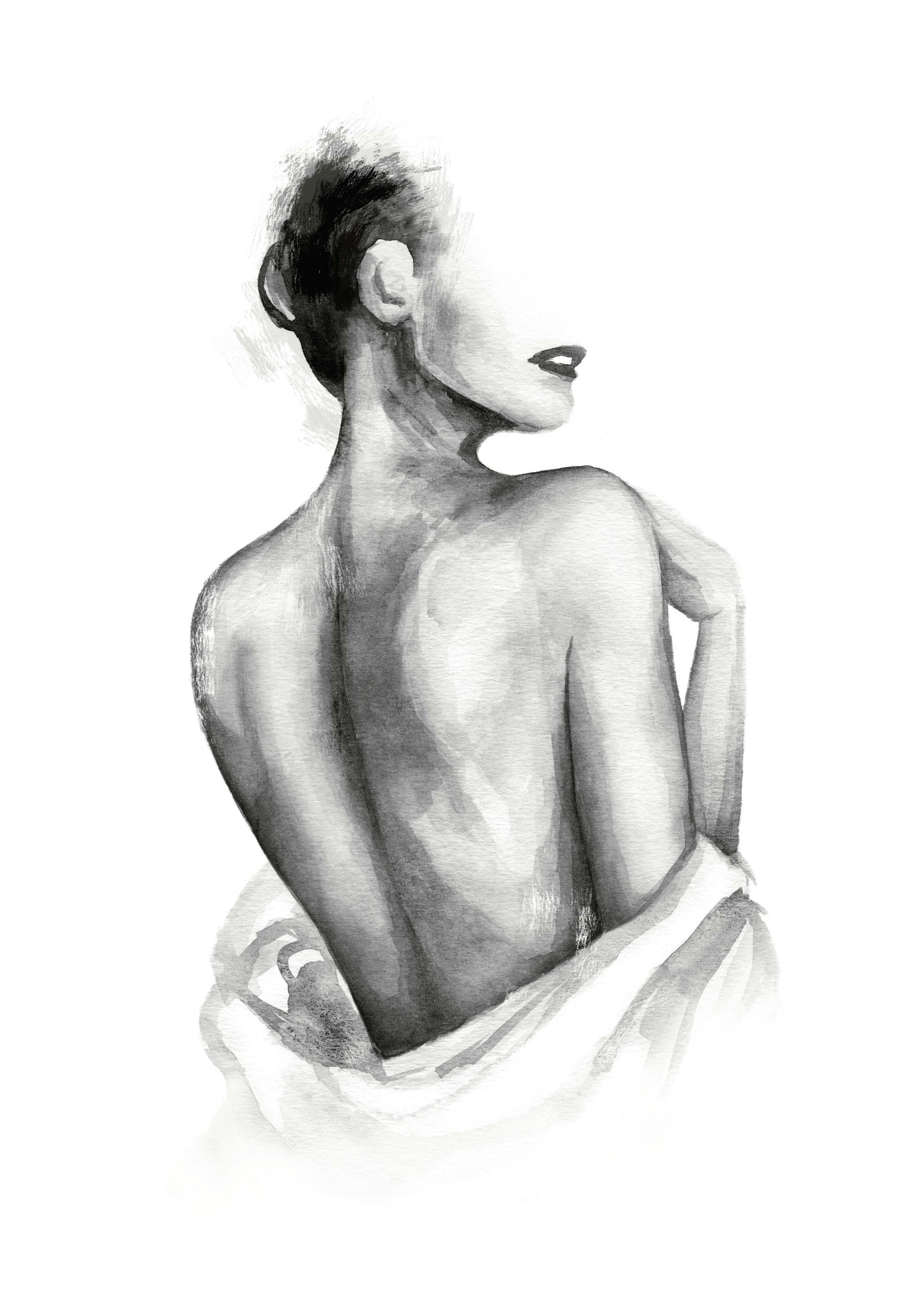 Almost Nude Watercolor Print 0