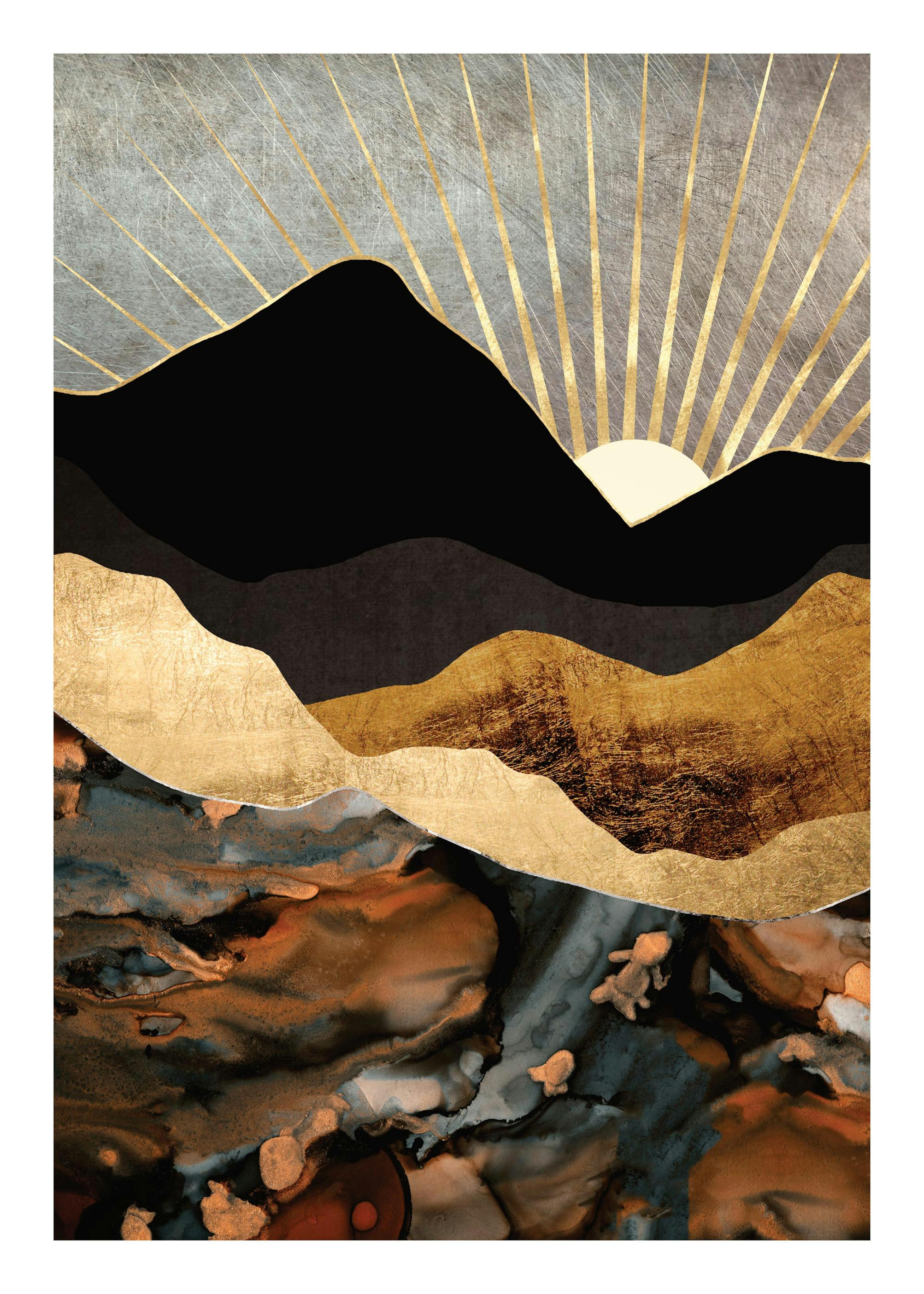 SpaceFrog Designs - Copper And Gold Mountains Print 0