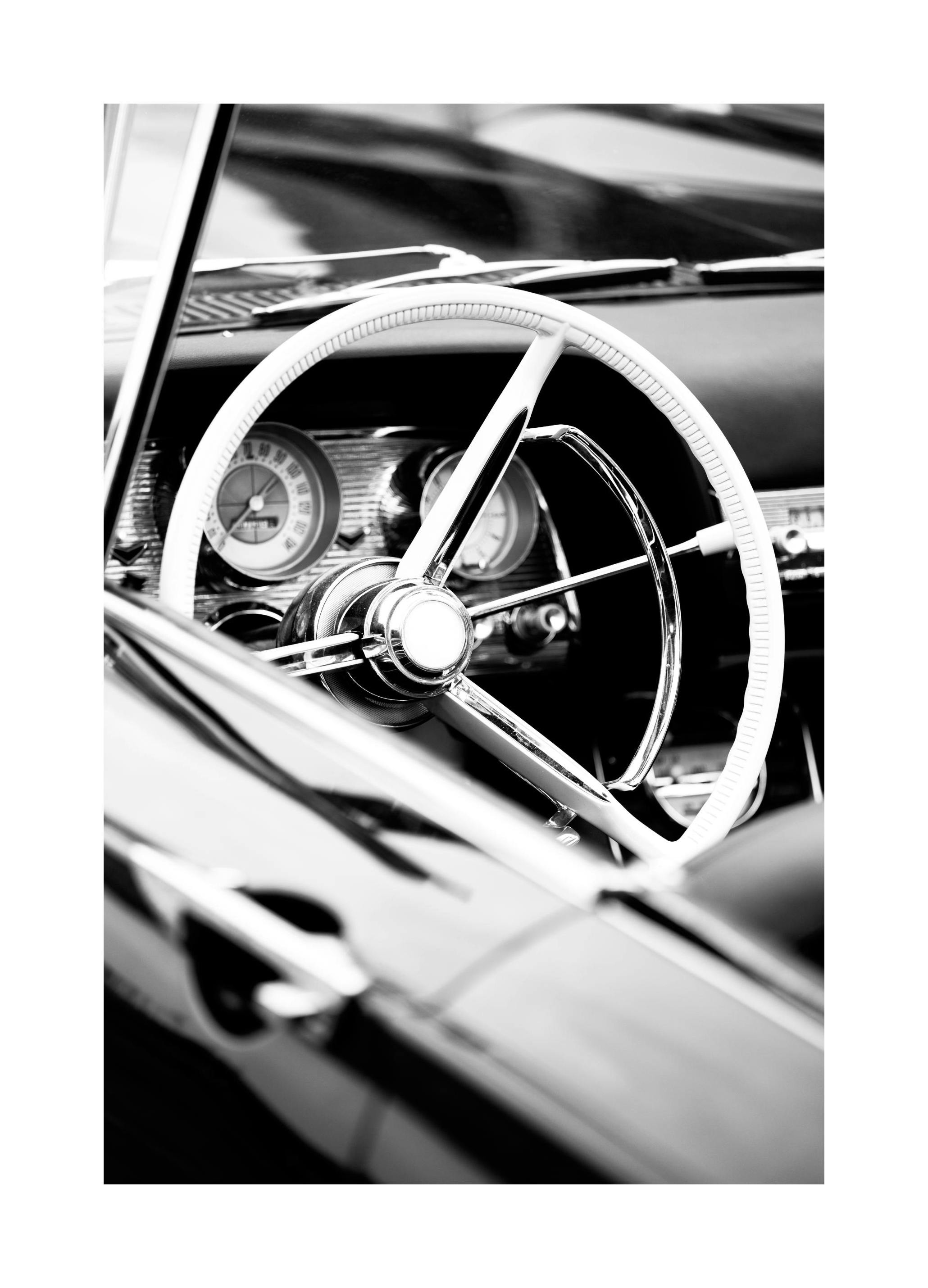 Vintage Cabriolet Car Plakat (30x40 cm)- Czarno-białe plakaty