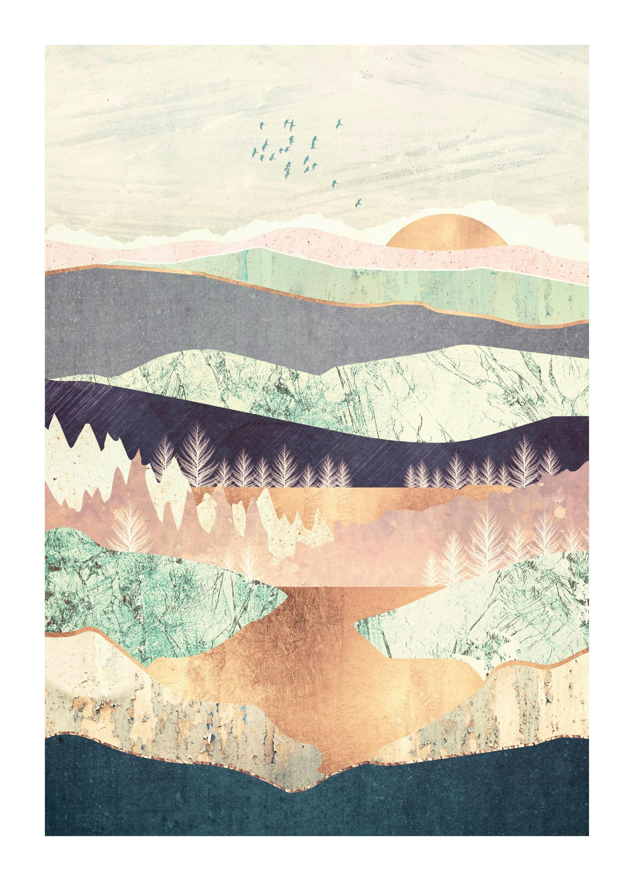 SpaceFrog Designs - Golden Spring Reflection Plakat (50x70 cm)- SpaceFrog Designs