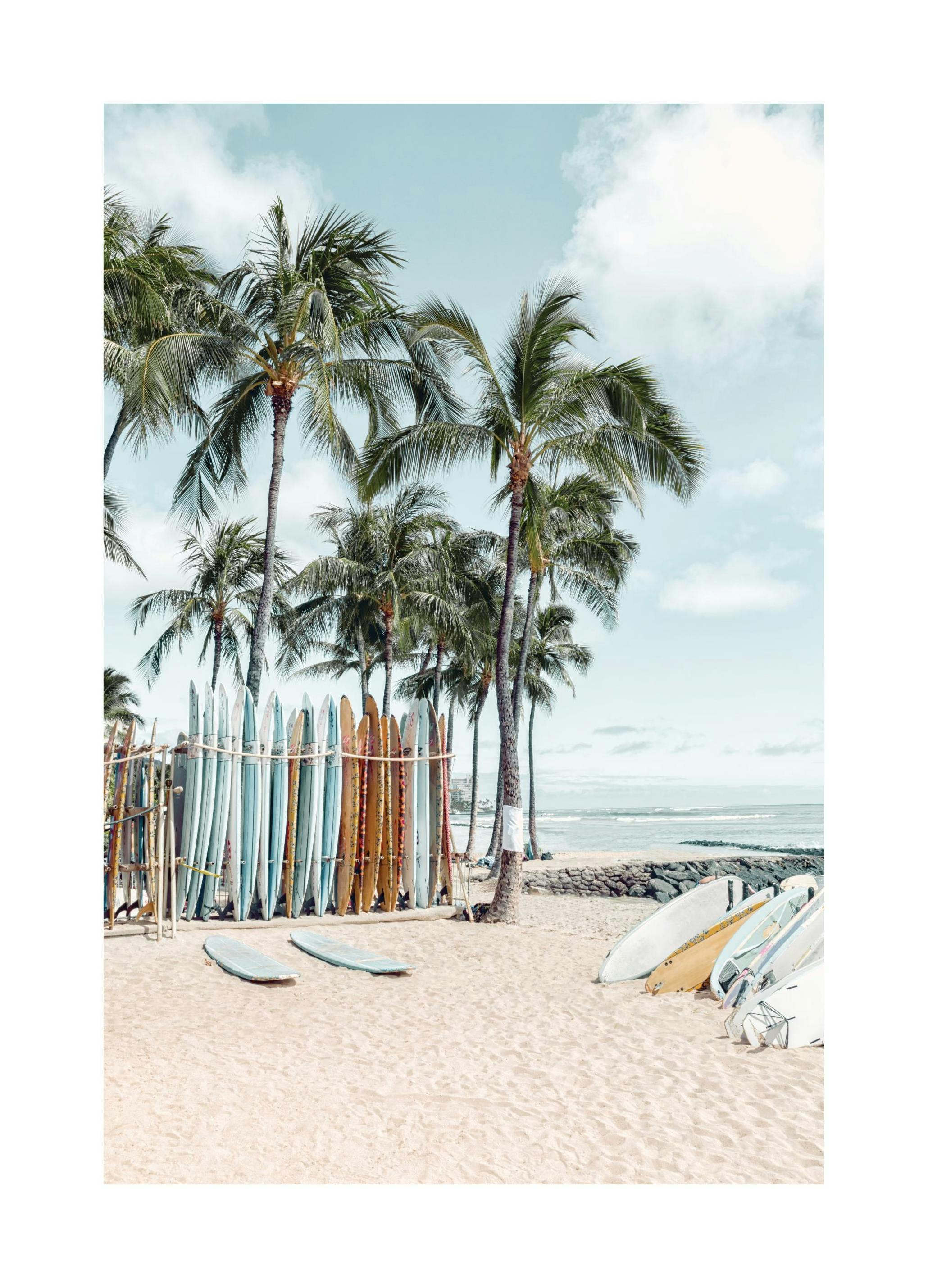 Prints - Waikiki Surfing Print (50x70 cm) - Beach prints