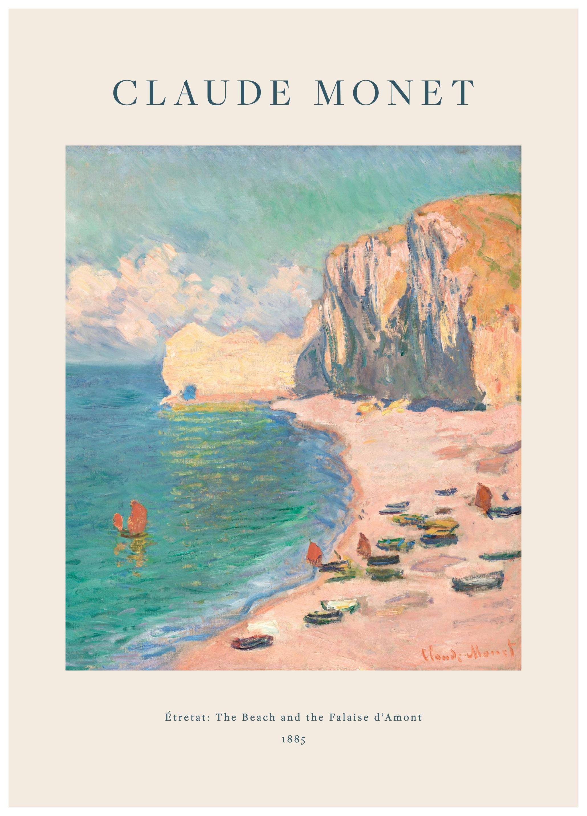 Monet - Étretat- The Beach and the Falaise d'Amont Poster (50x70 cm)
