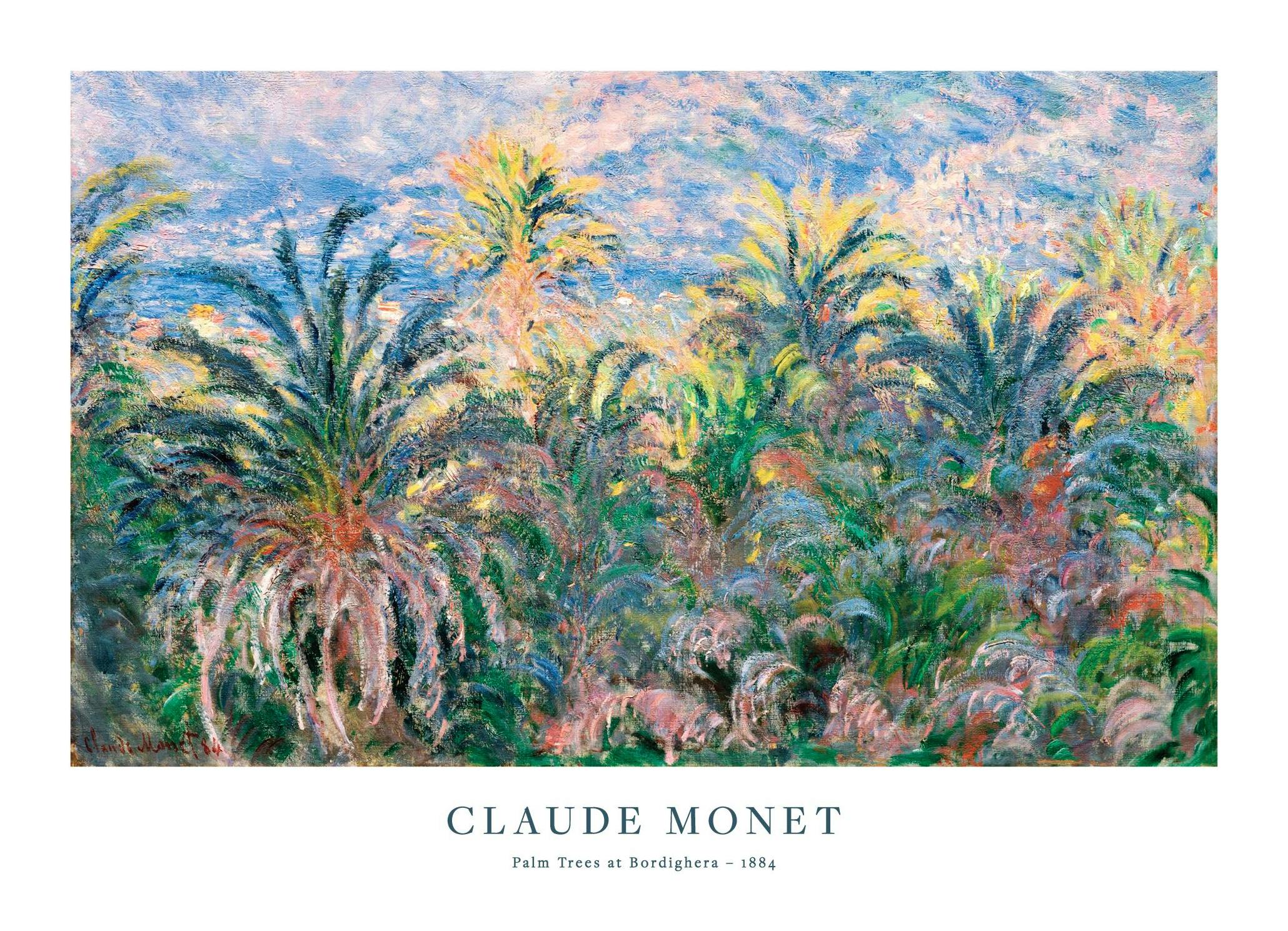 Monet - Palm Trees at Bordighera Plakat (50x70 cm) - Plakater > Malerier fra kjente kunstnere > Monet Plakat