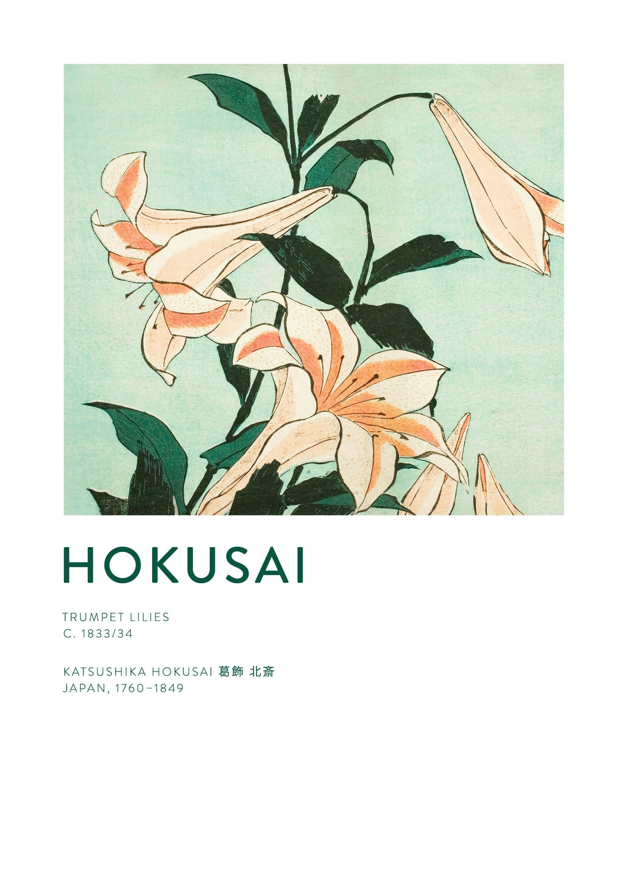 Hokusai - Trumpet Lilies Poster (40x50 cm)