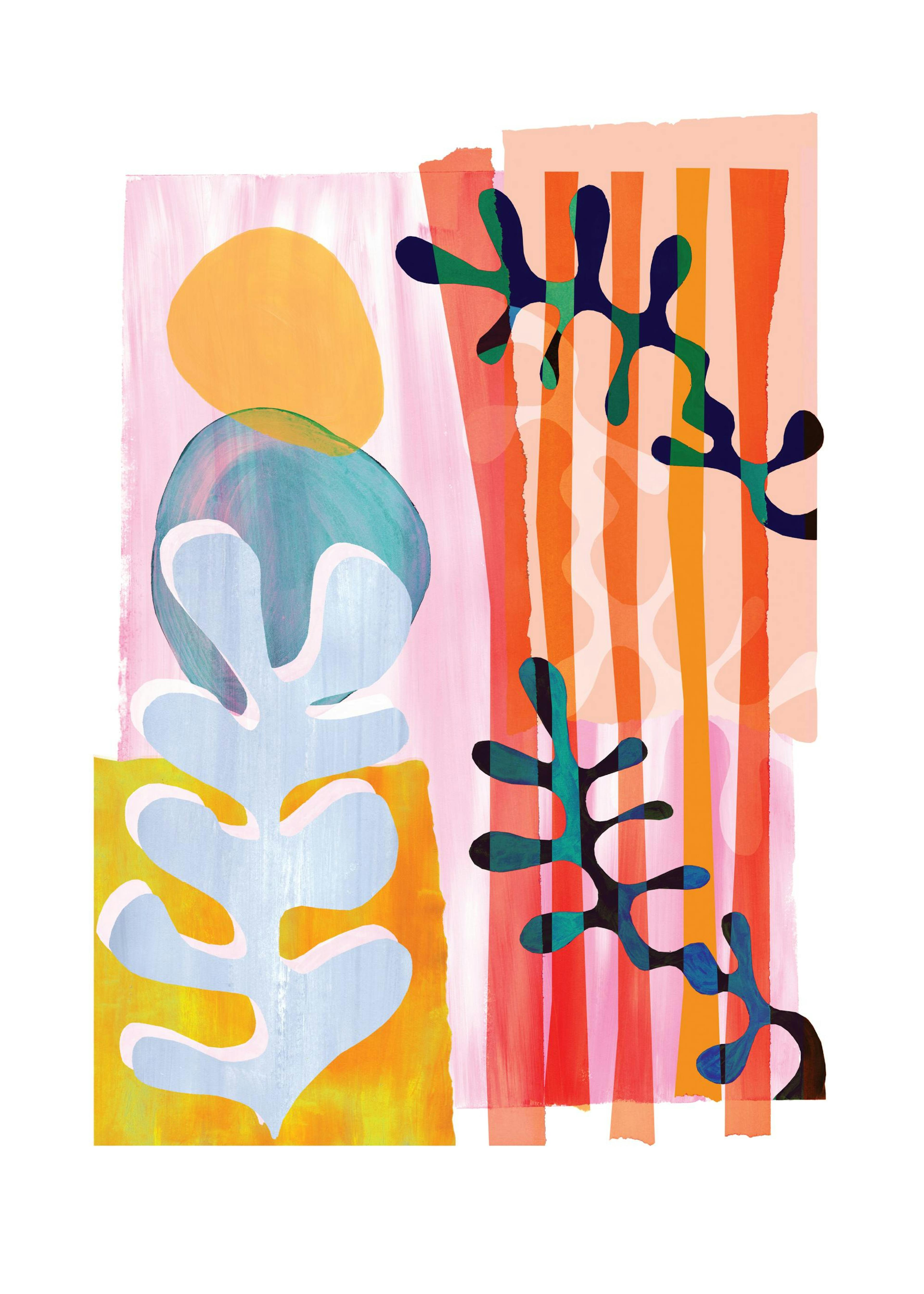 Colourful Abstract Seaweed Leaf Print 0
