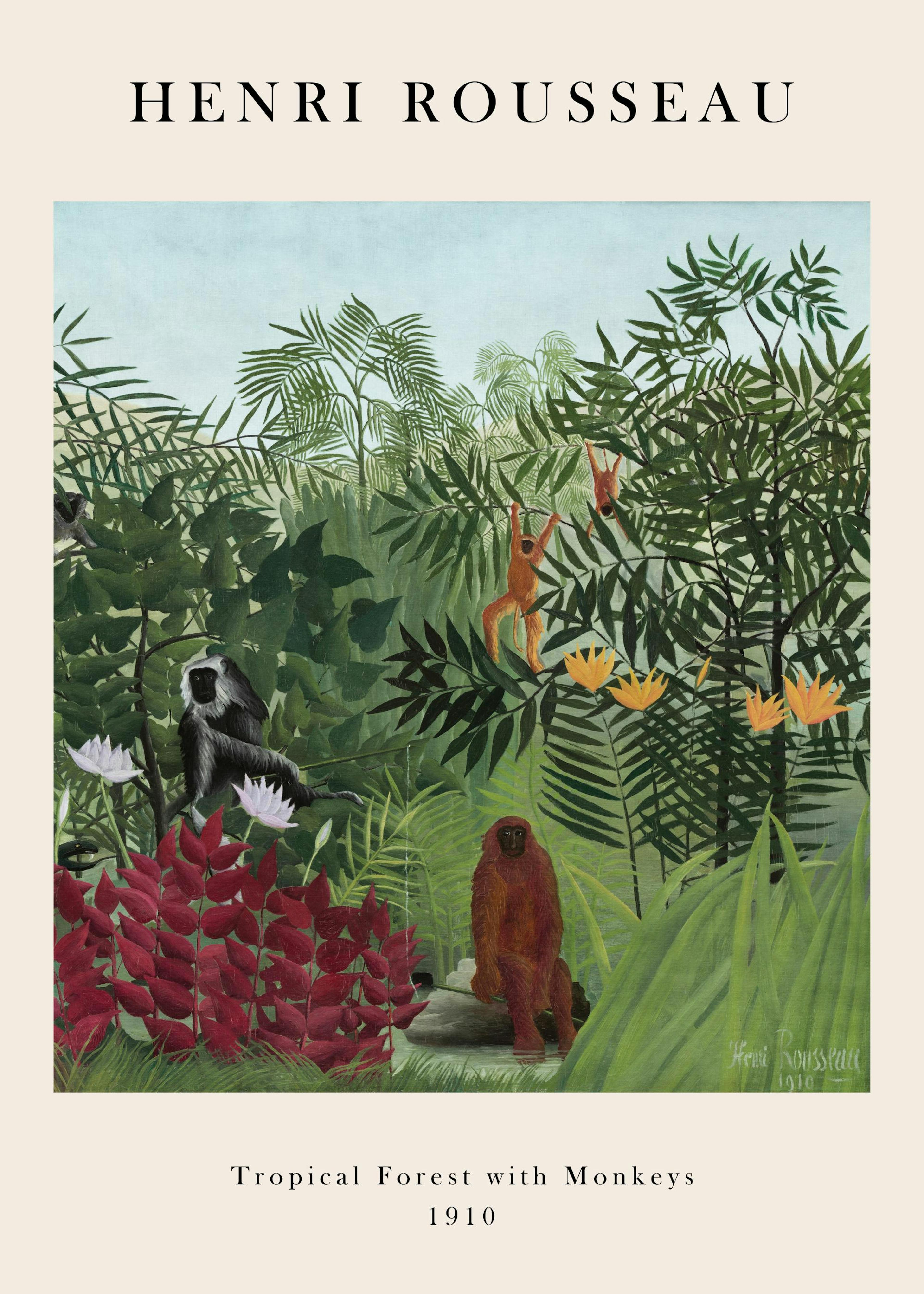 Rousseau - Tropical Forest with Monkeys Poster 0