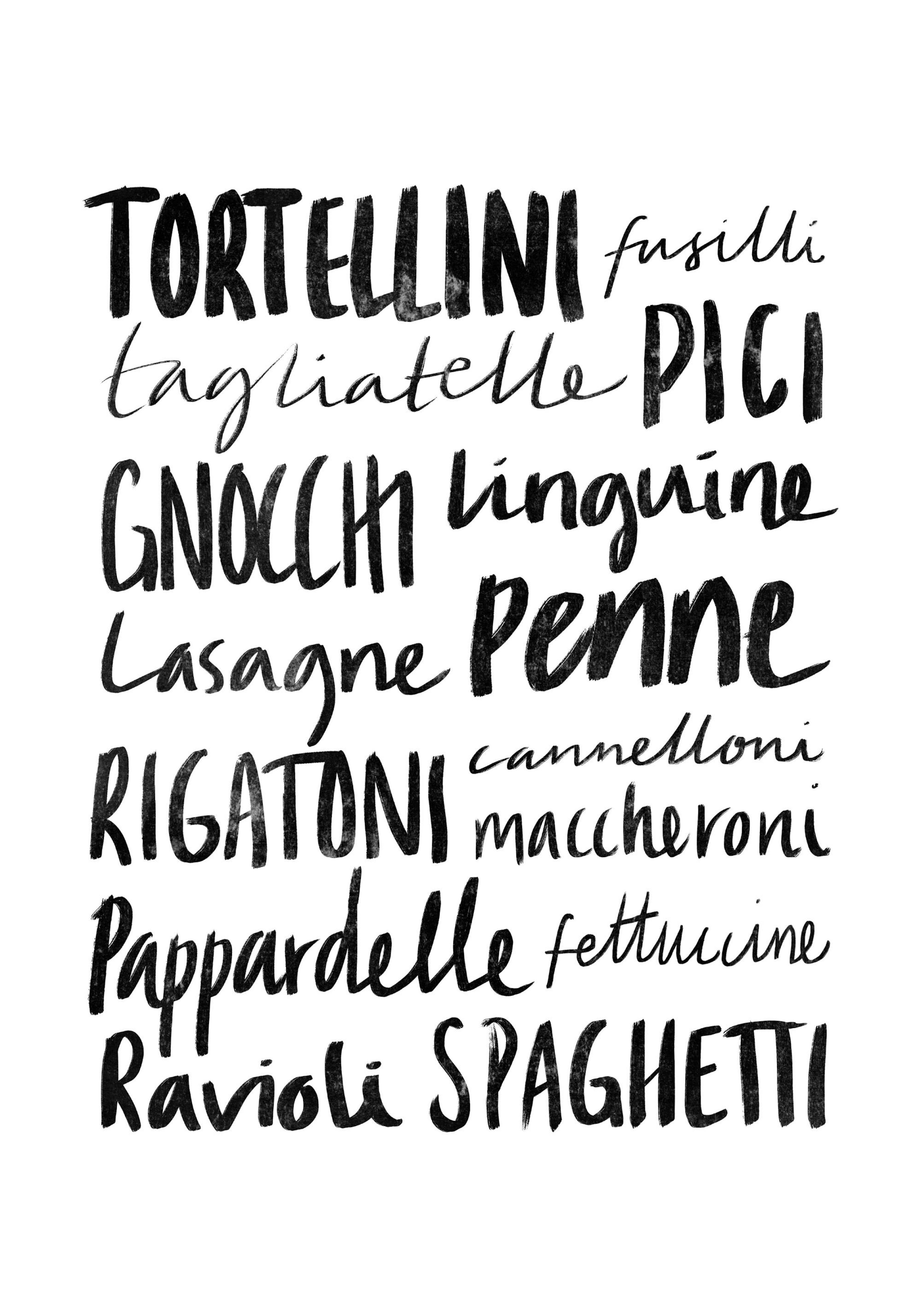 Pasta Varieties Print