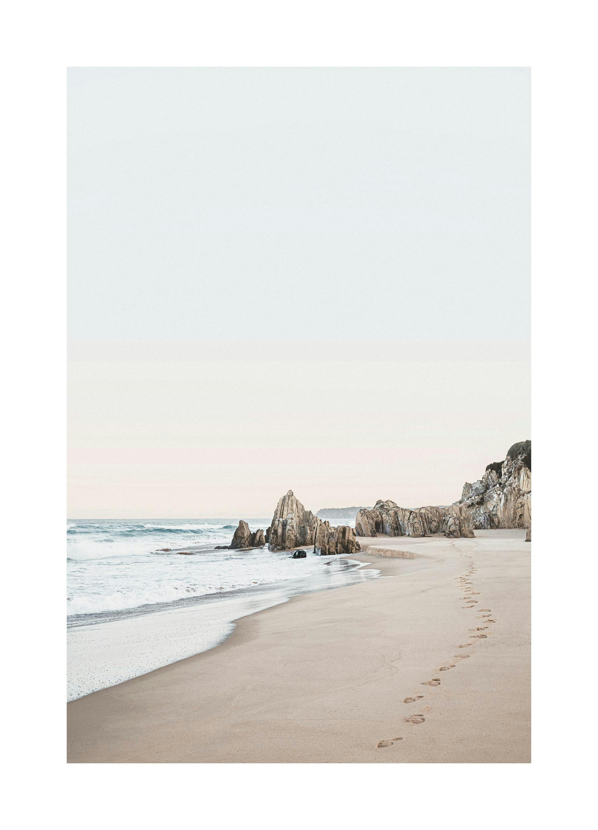 Footprints on Sandy Shore Affiche (30x40 cm)