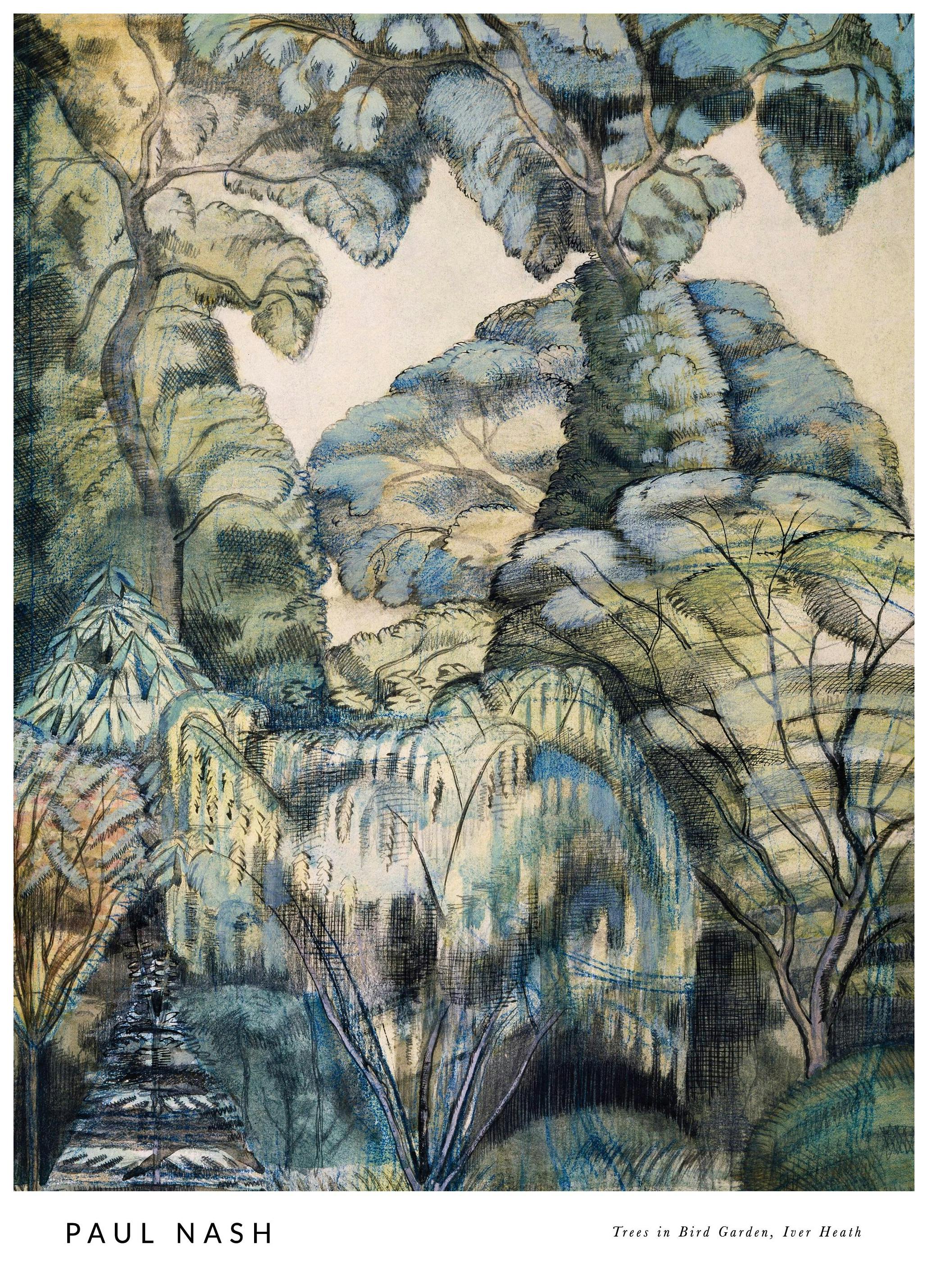 Paul Nash - Trees in Bird Garden, Iver Heath Print (30x40 cm)