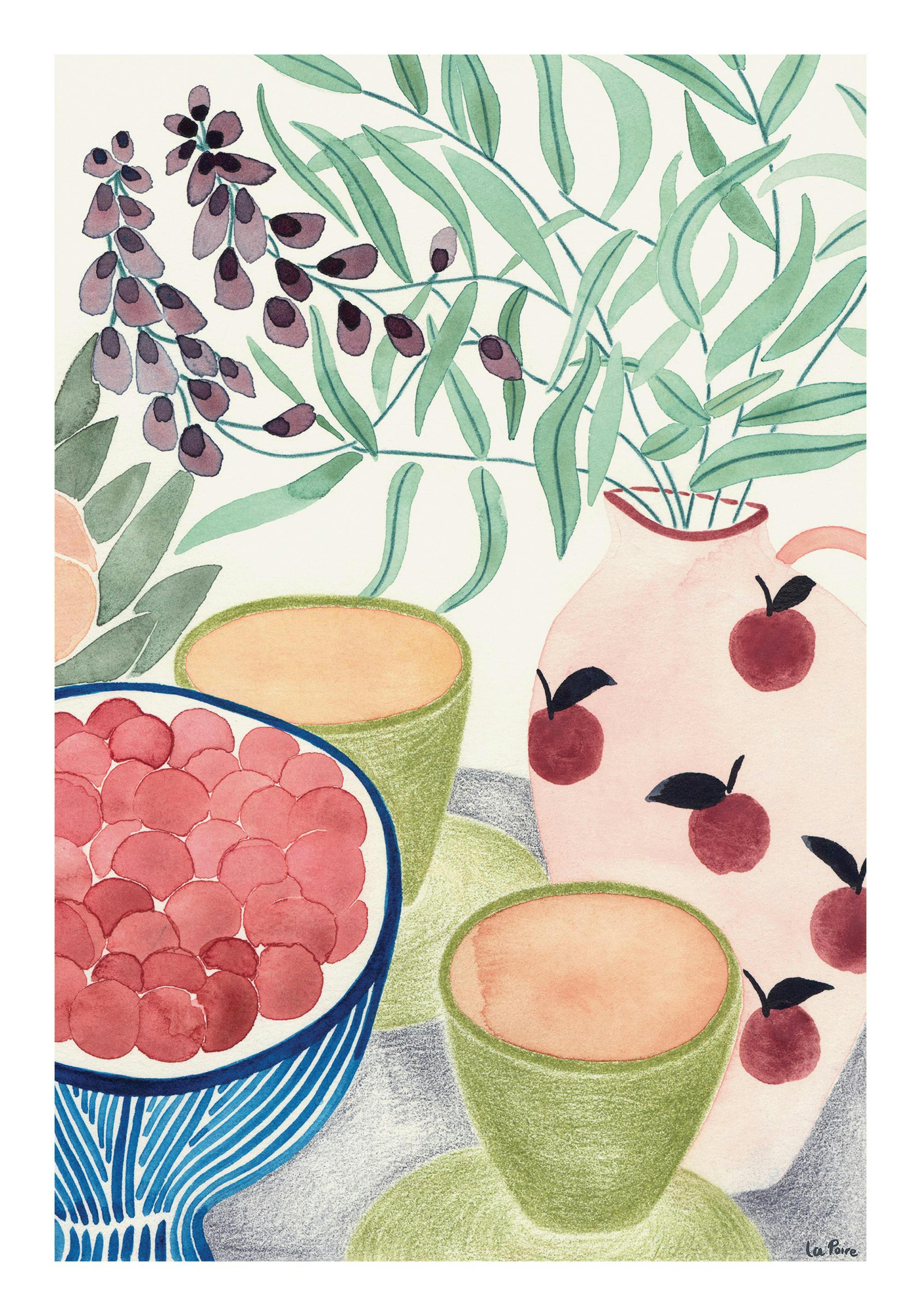 La Poire - Still Life with Tea and Grapes Print