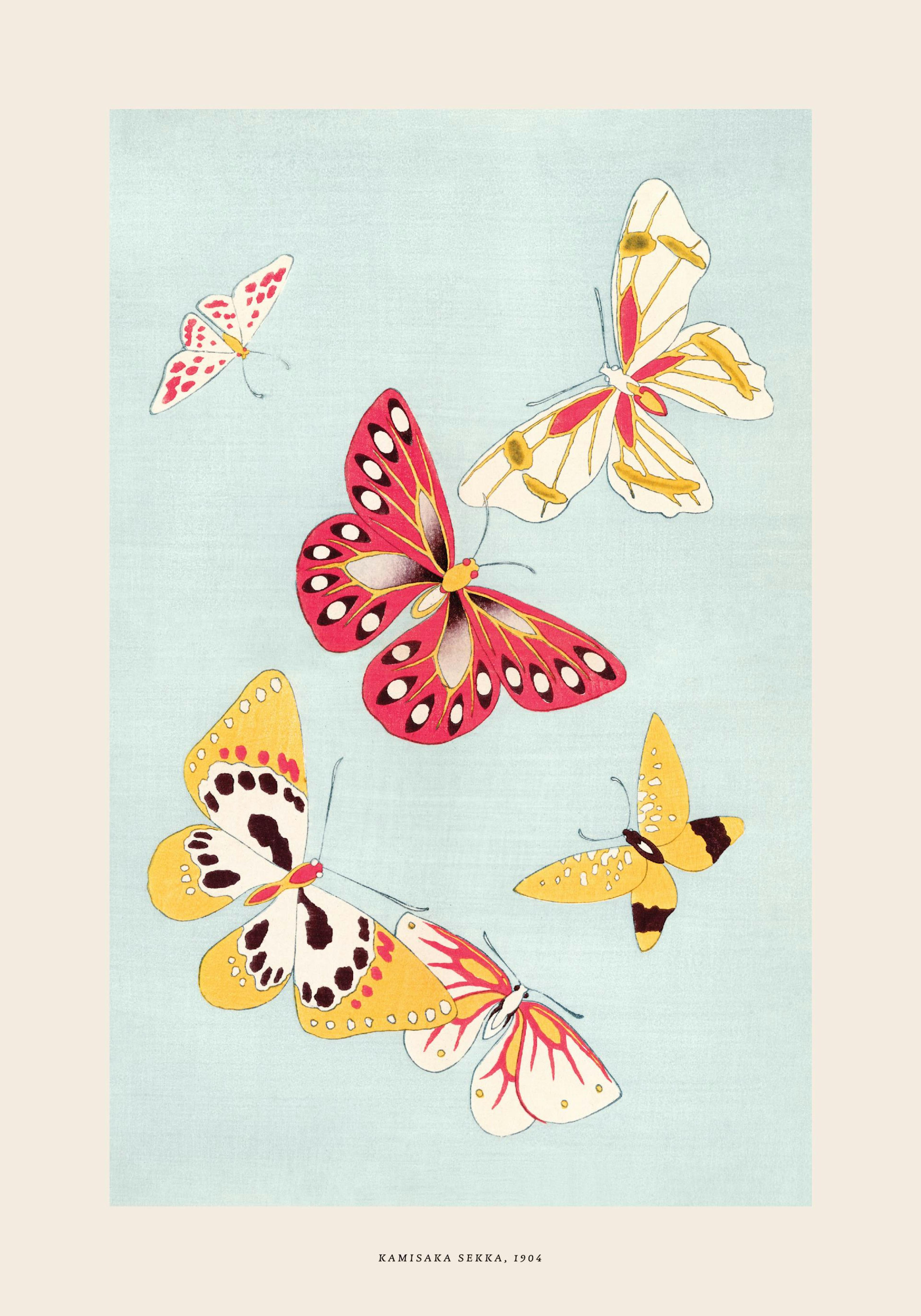 Kamisaka Sekka - Japanese Butterfly Poster