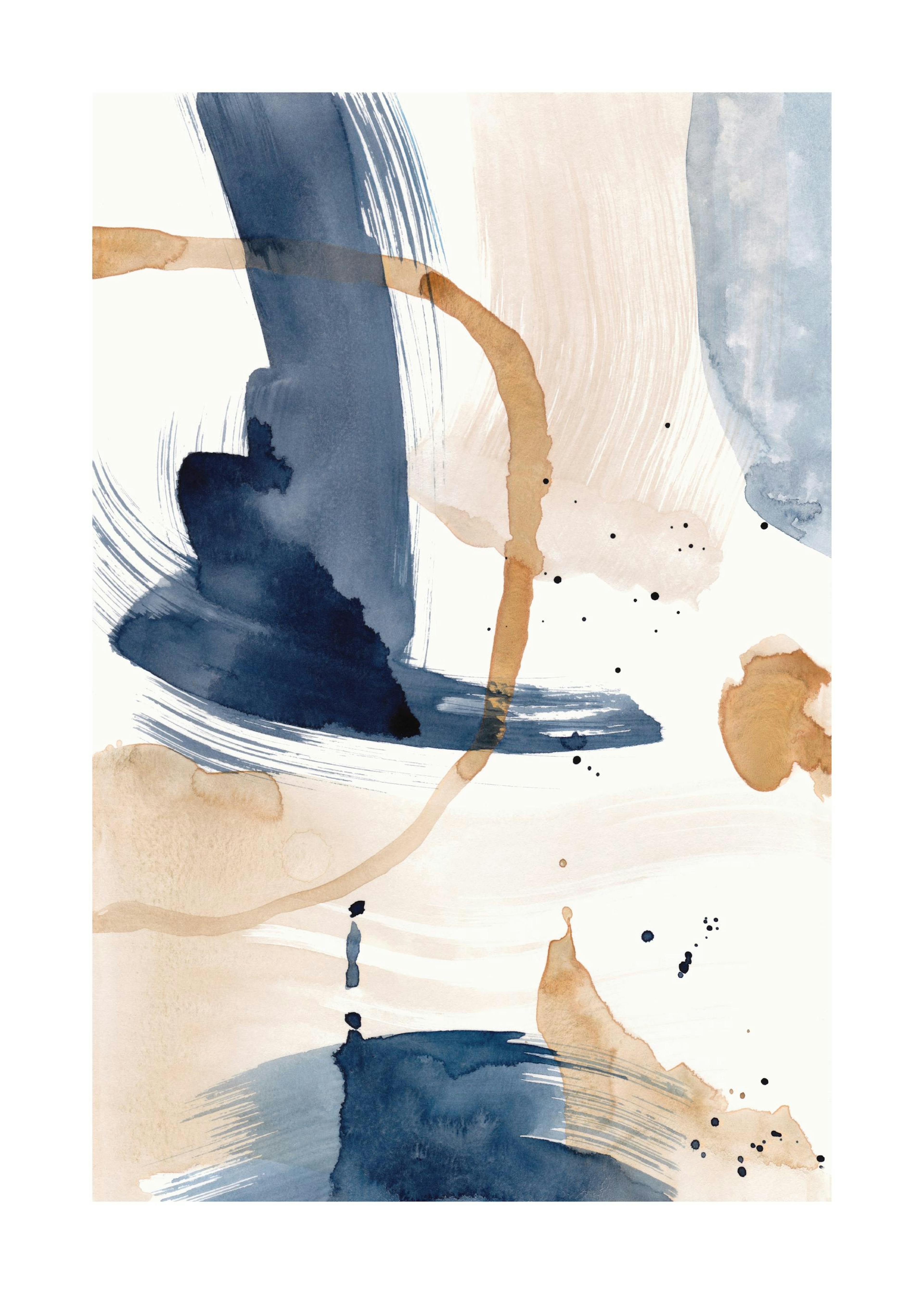 Abstract Blue Brushes No1 Poster 0