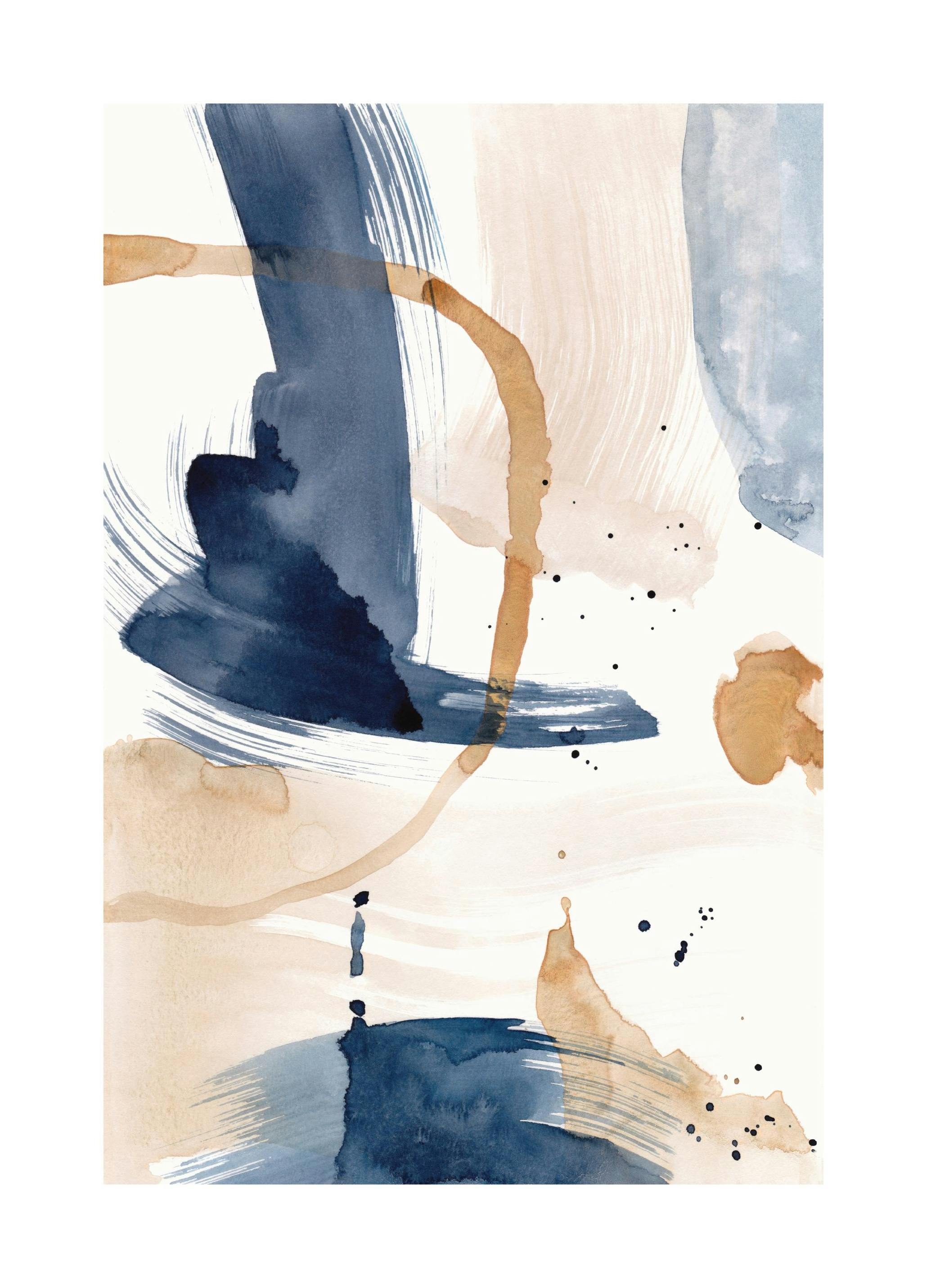 Abstract Blue Brushes No1 Poster (50x70 cm)-Posters