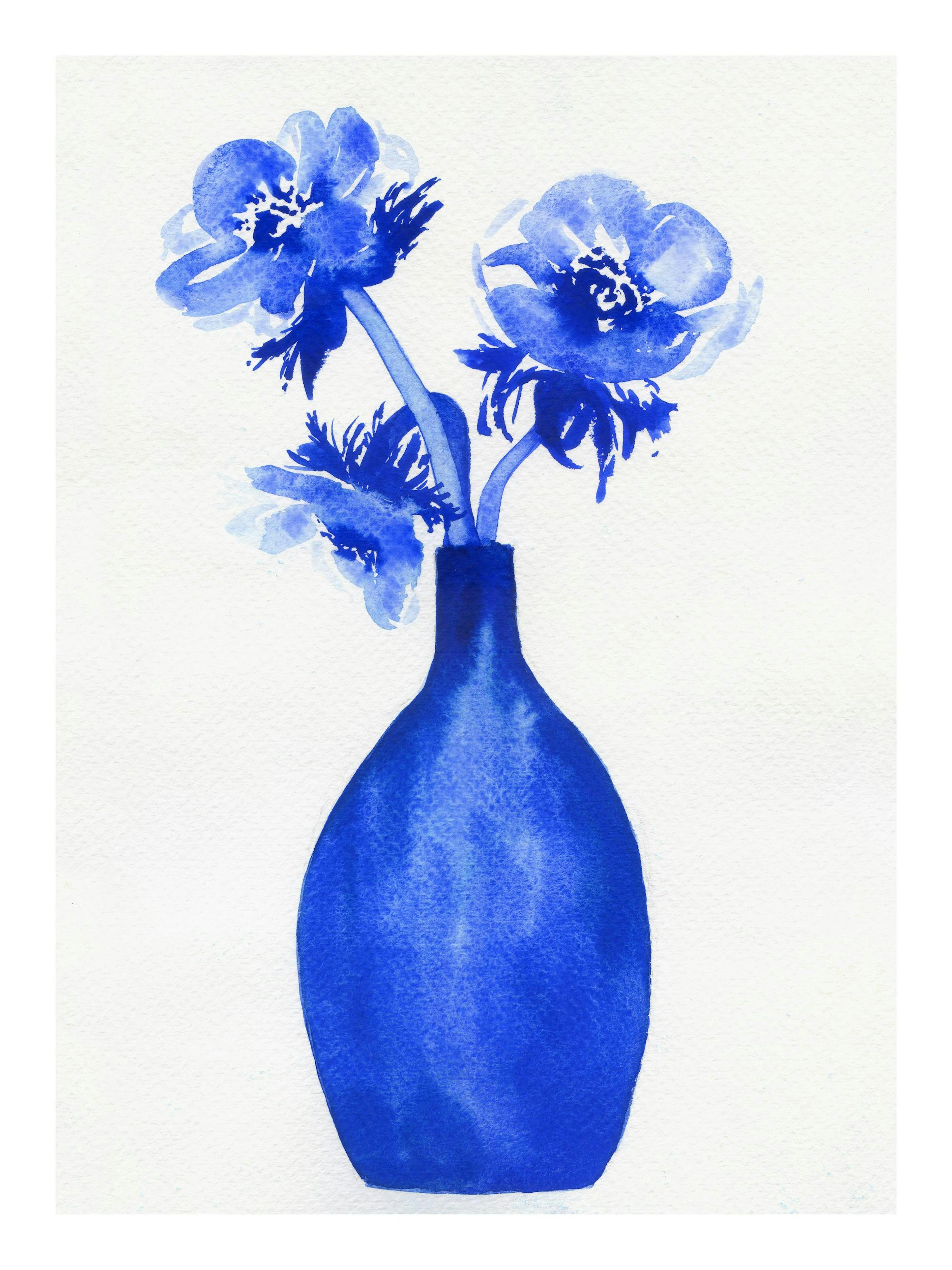 Three Blue Flowers Print