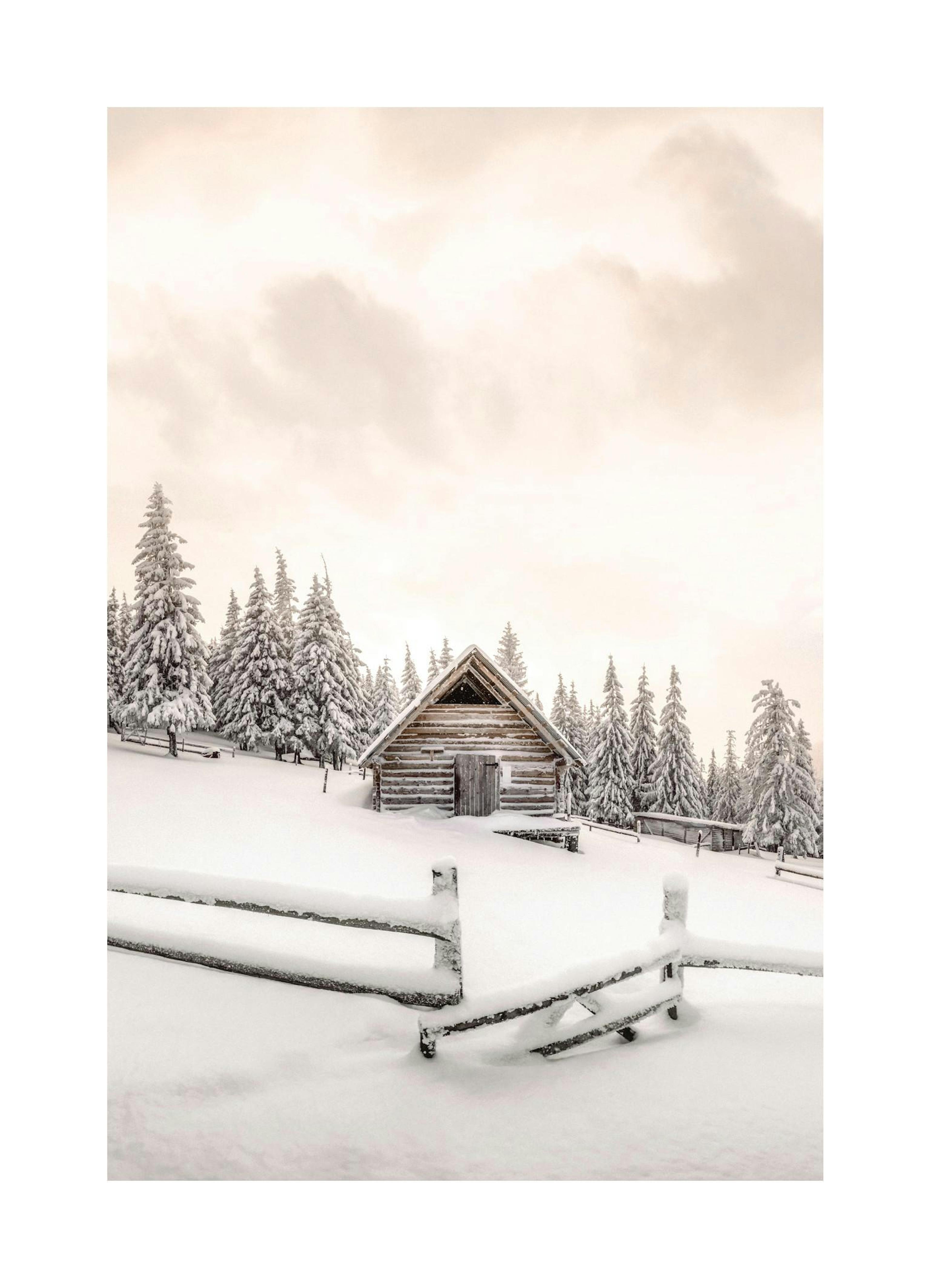 Snowy Cabin Print