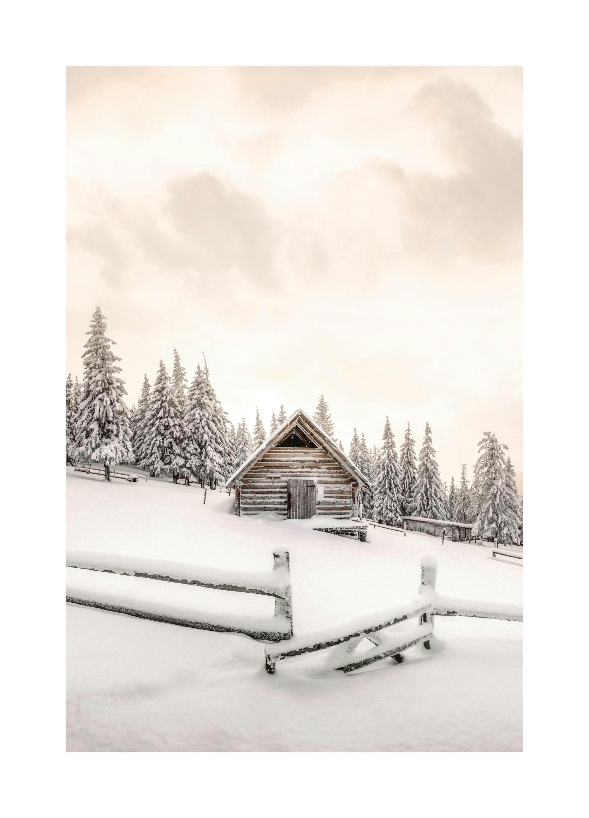 Snowy Cabin Plakat (30x40 cm)