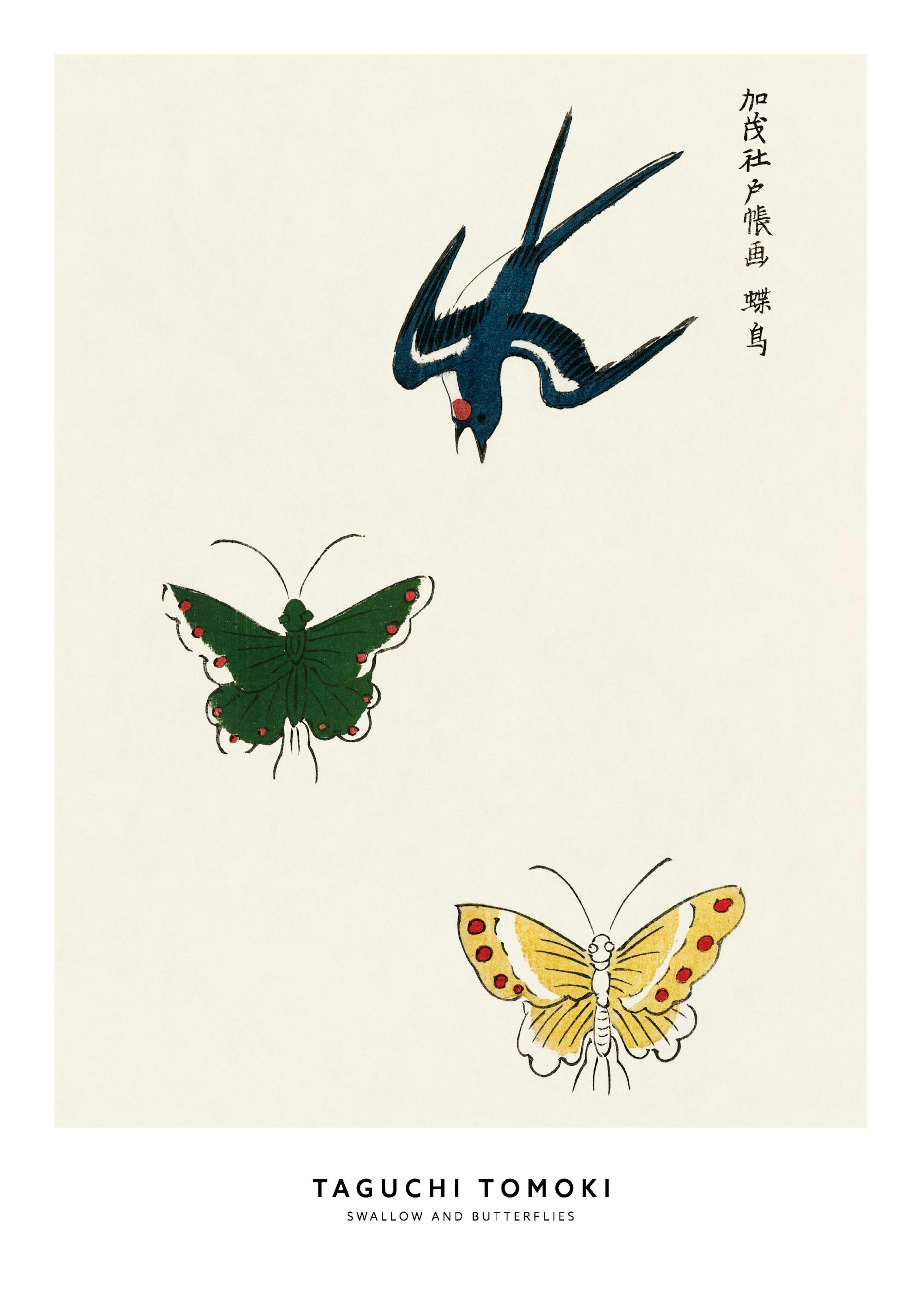 Taguchi Tomoki - Swallow and Butterflies Print