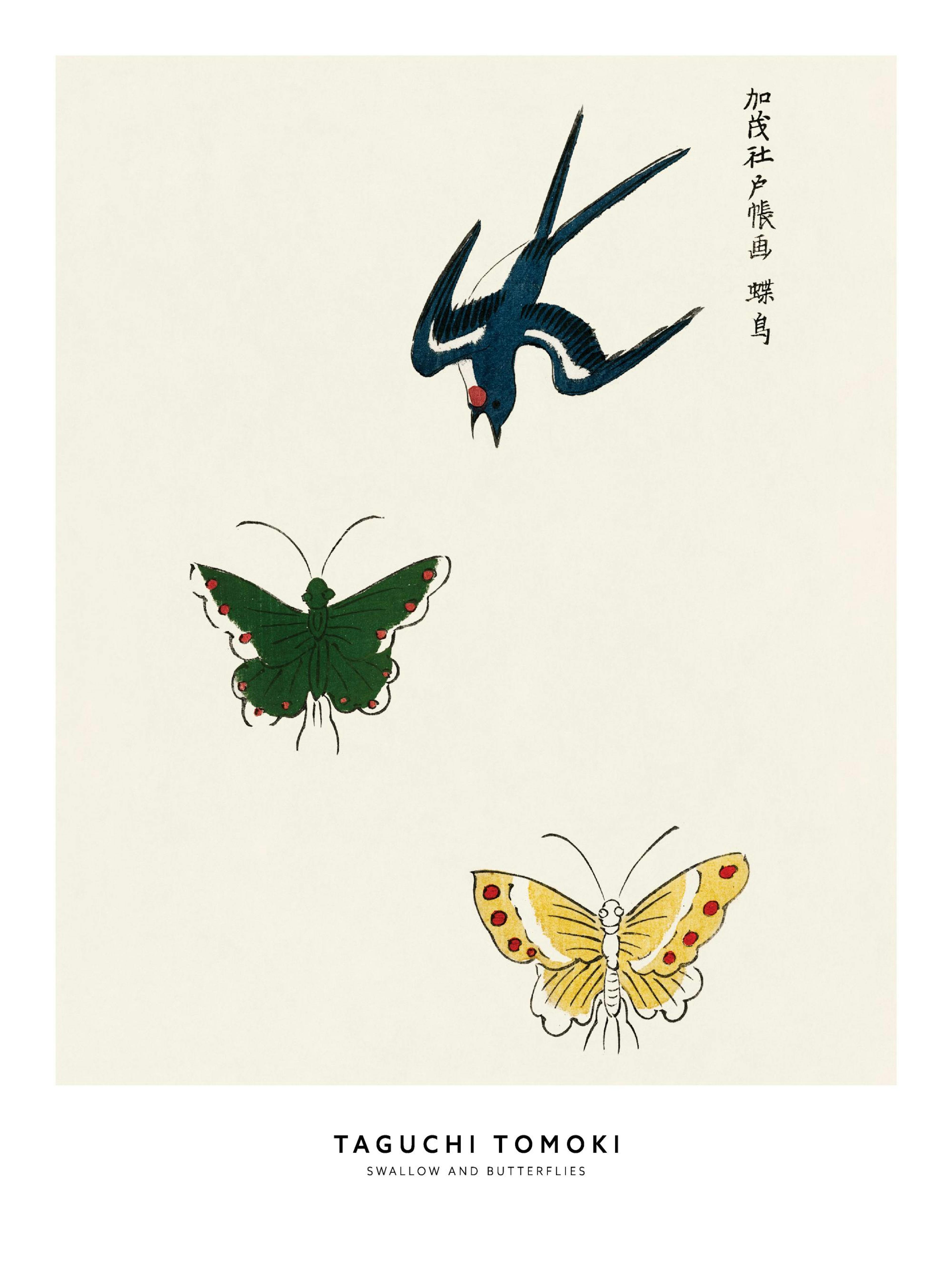 Taguchi Tomoki - Swallow and Butterflies Poster
