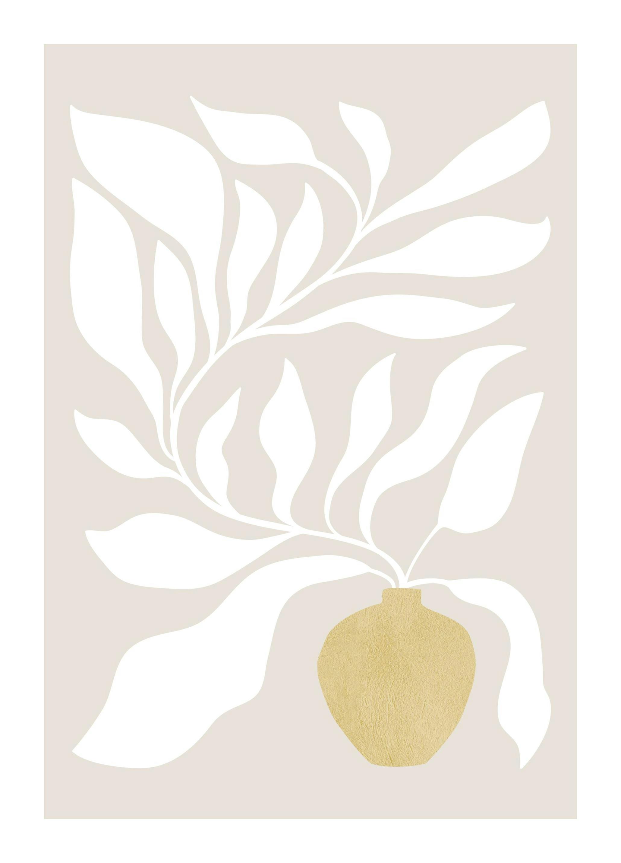 White Botanical Affiche (50x70 cm)