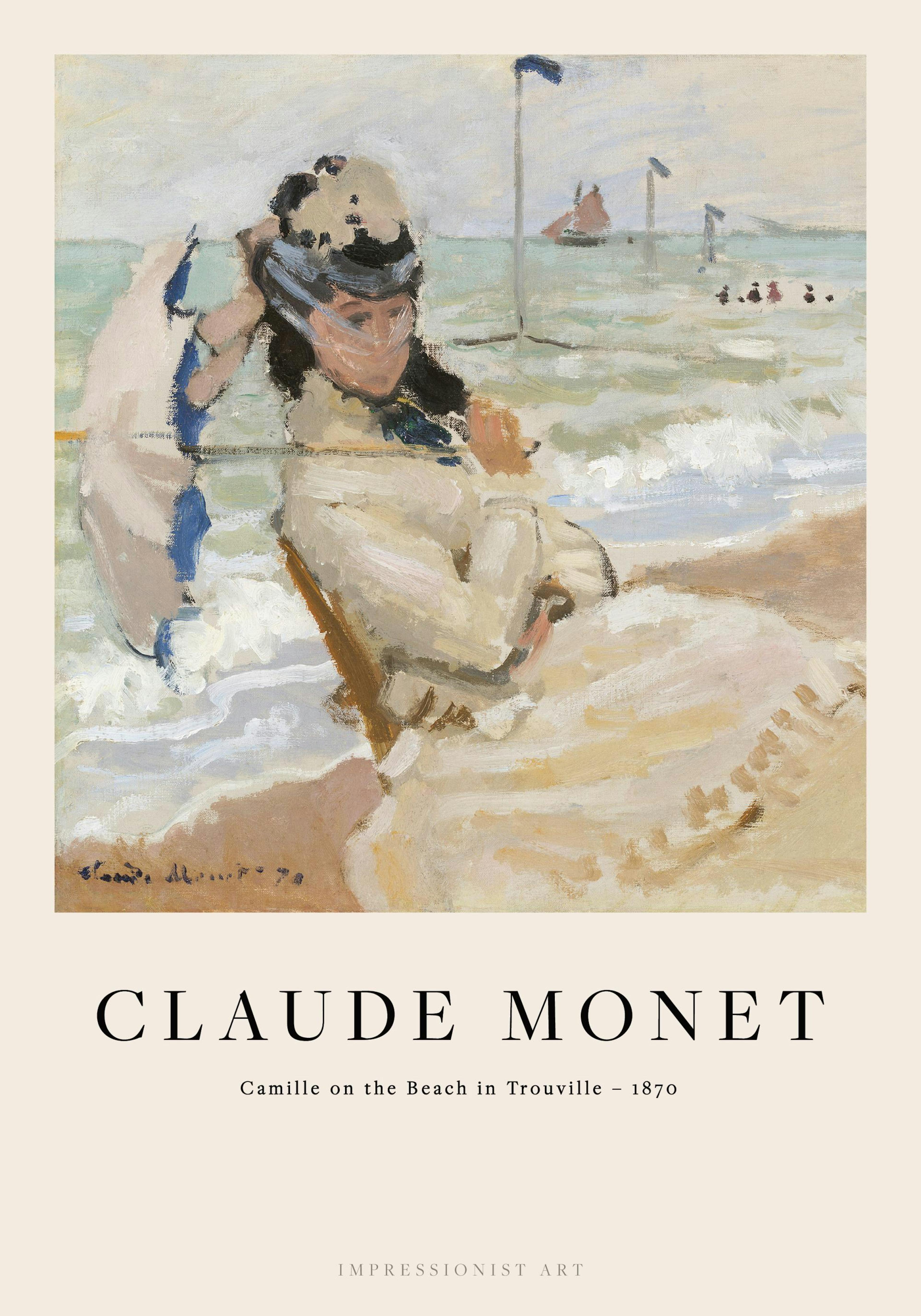 Monet - Camille on the Beach in Trouville Print