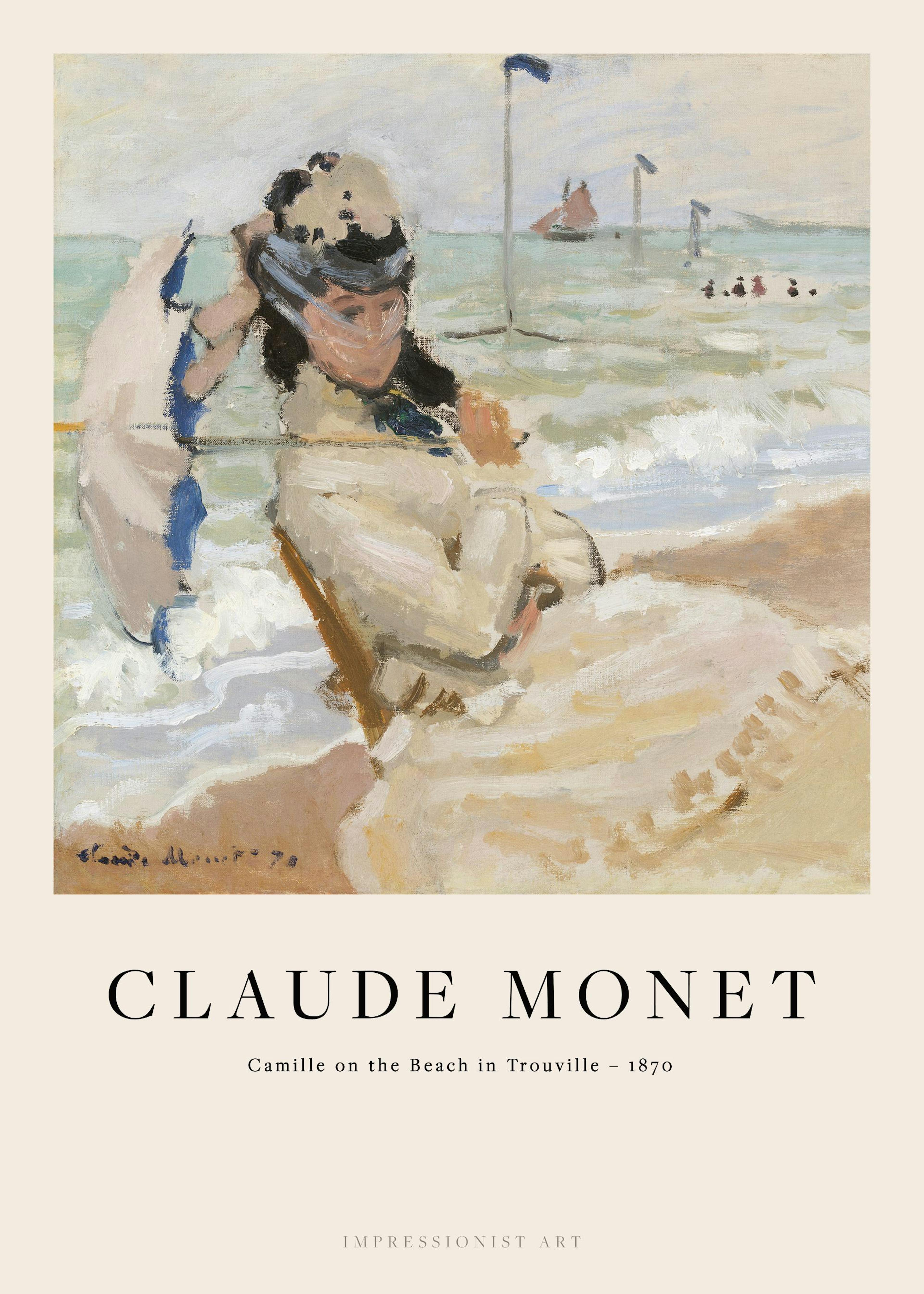 Monet - Camille on the Beach in Trouville Print 0