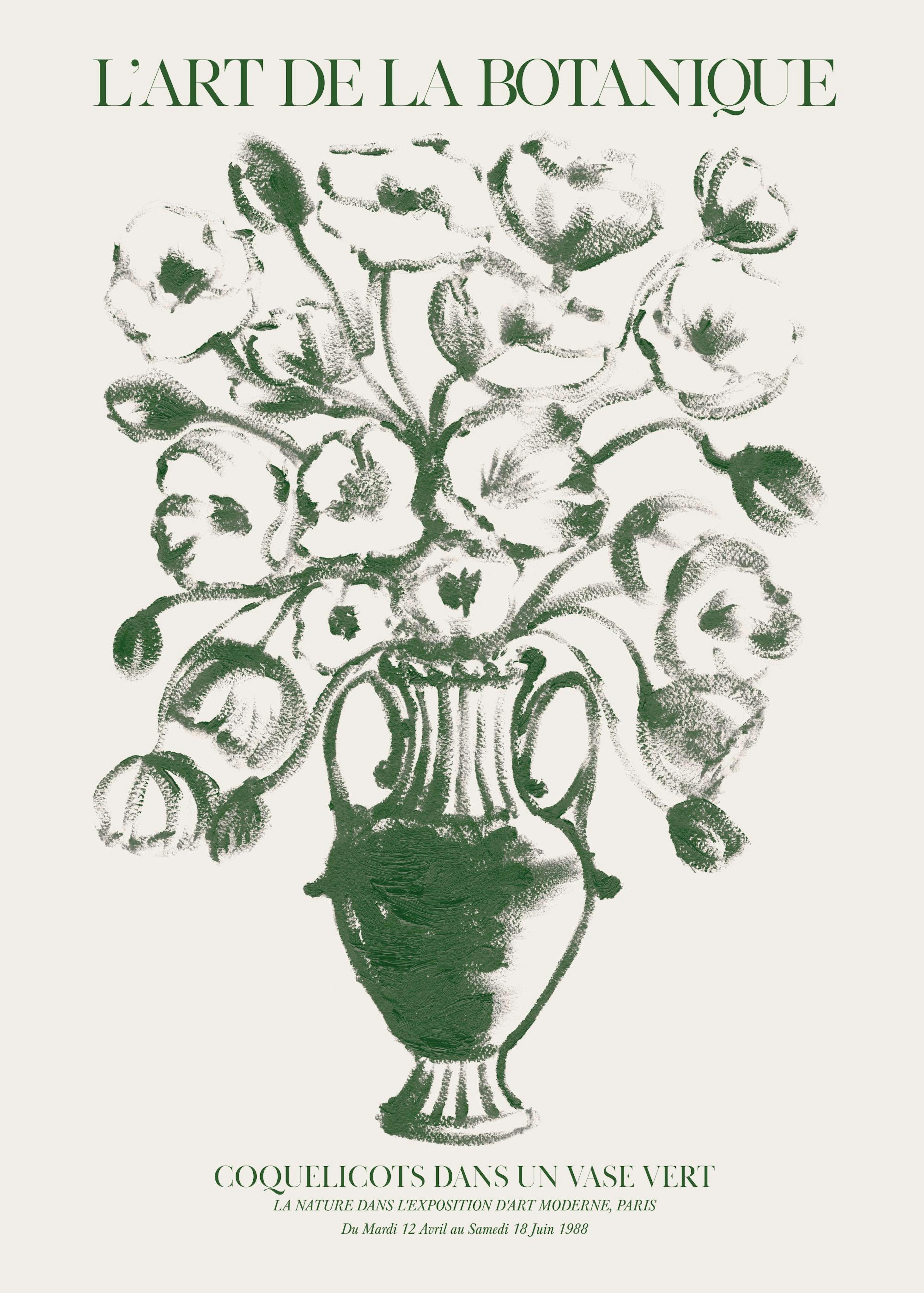 Green Vase Poppies Plakat 0