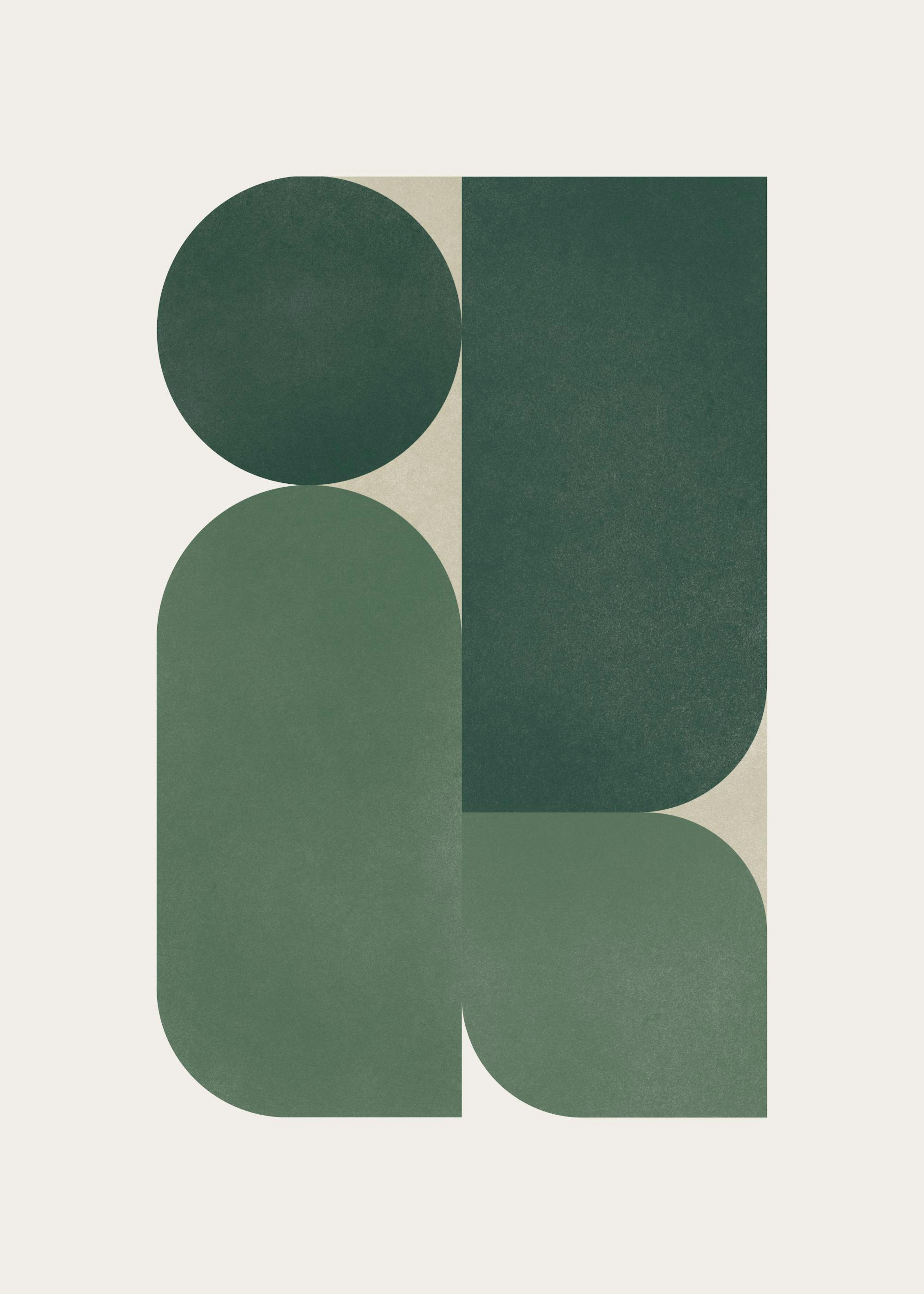 Green Graphic Shapes Poster 0