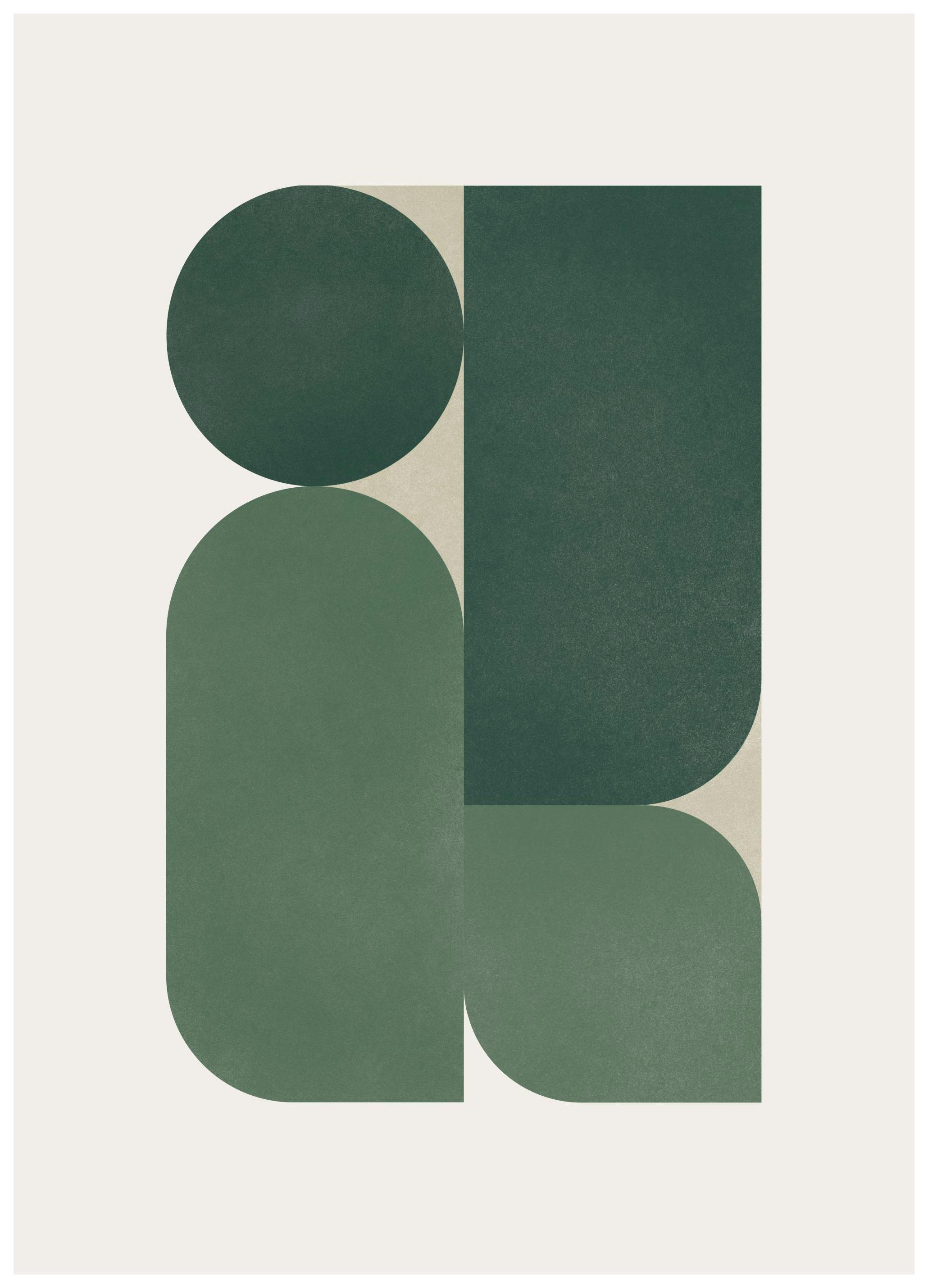 Green Graphic Shapes Print (50x70 cm)