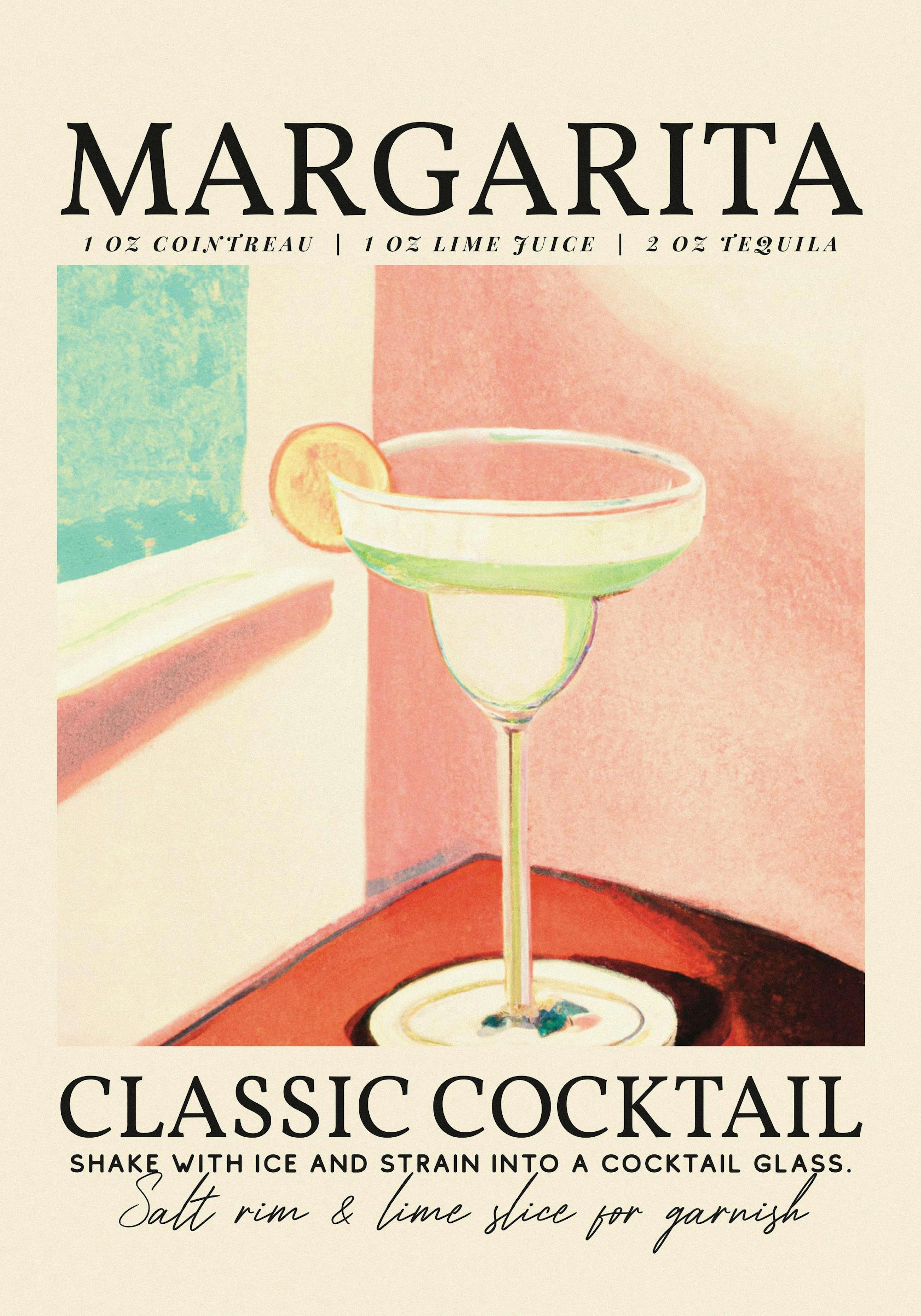 Margarita Classic Cocktail Affiche