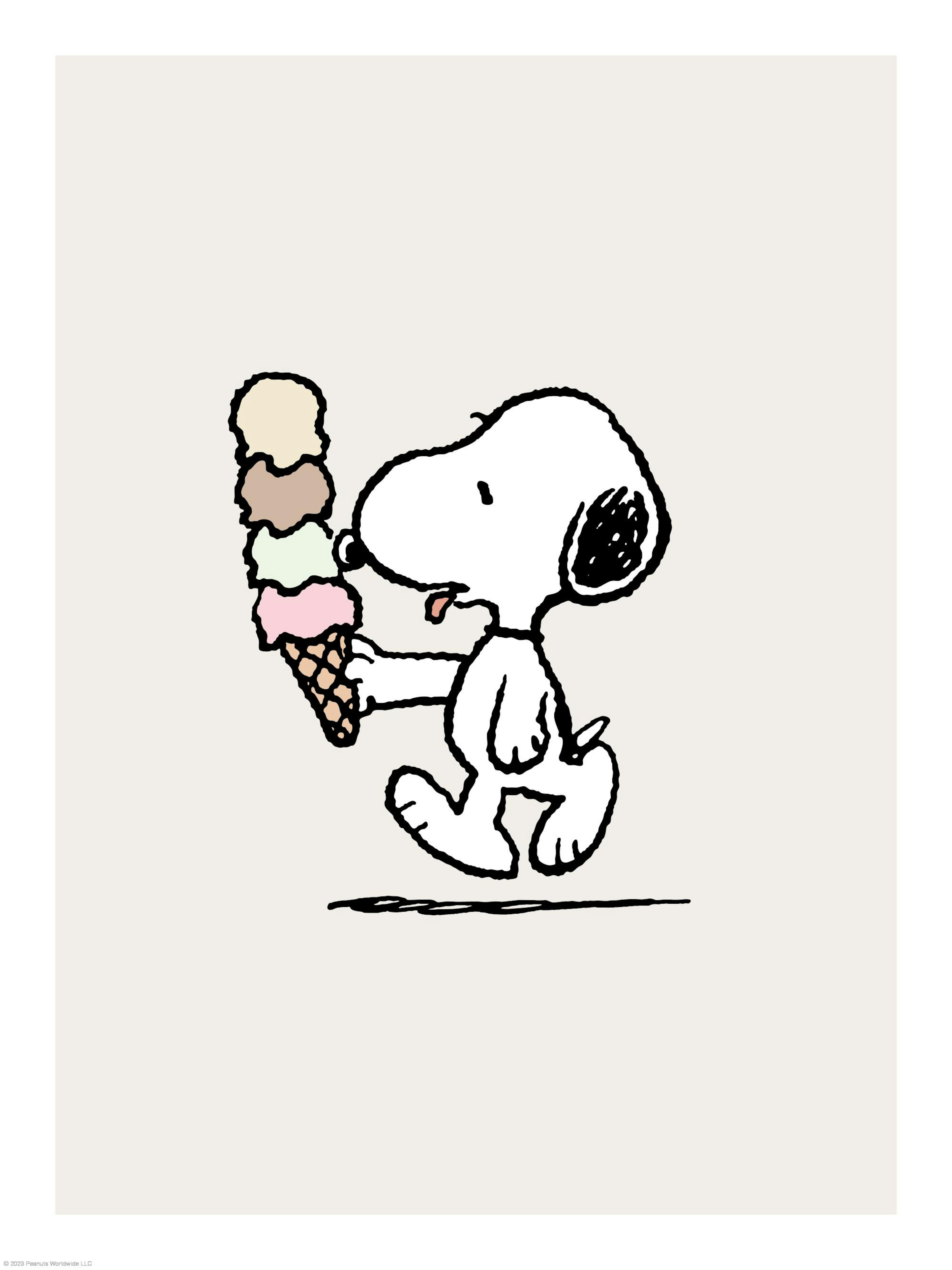 Snoopy Eating Ice Cream Poster