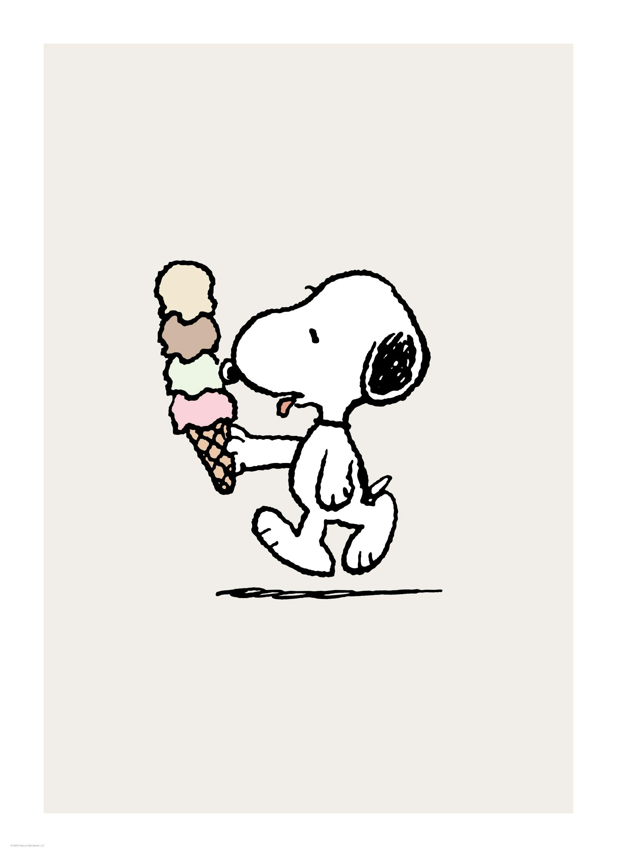Prints - Snoopy Eating Ice Cream Print (50x70 cm) - Snoopy