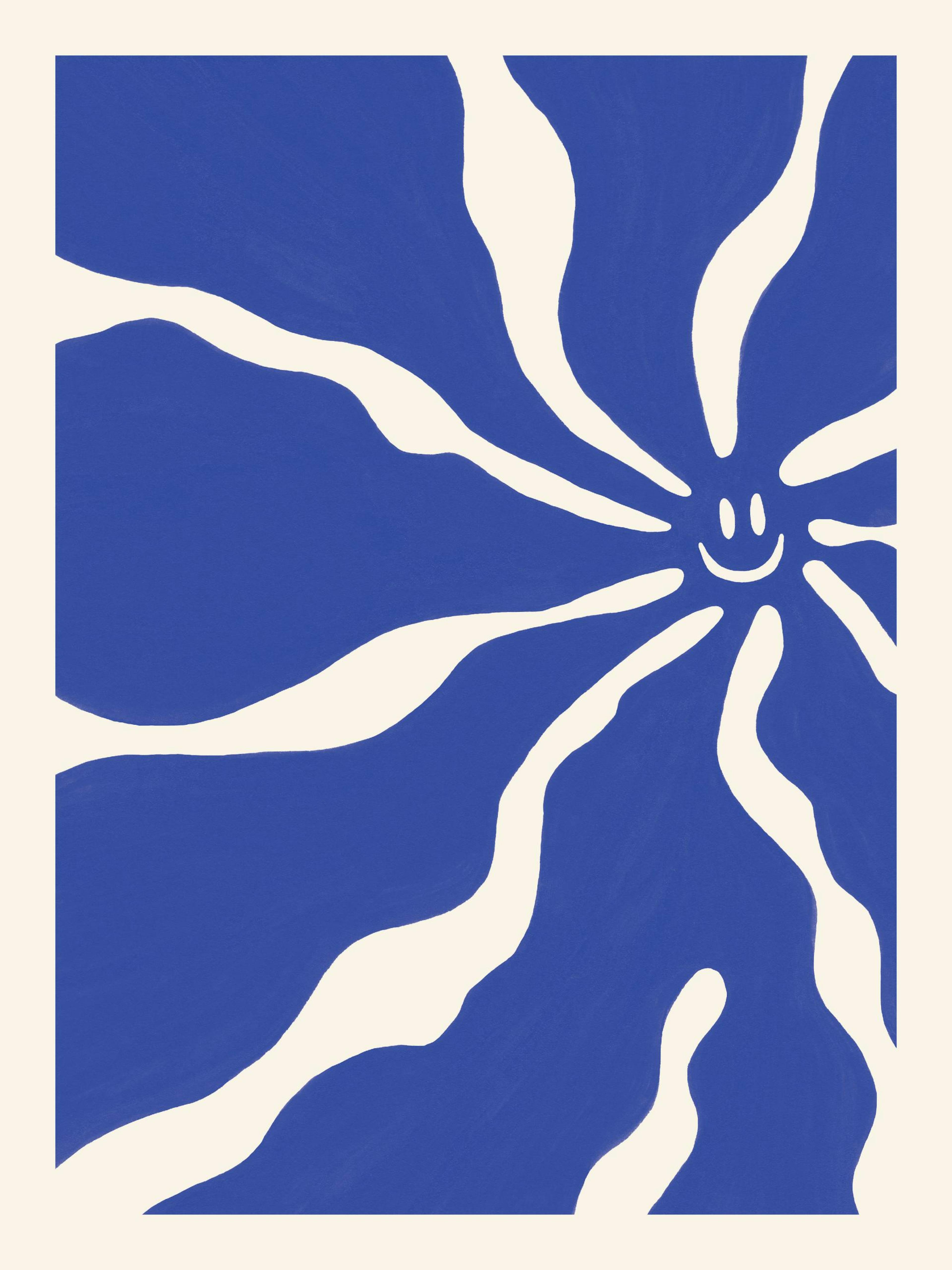 Happy Blue Flower Print 0