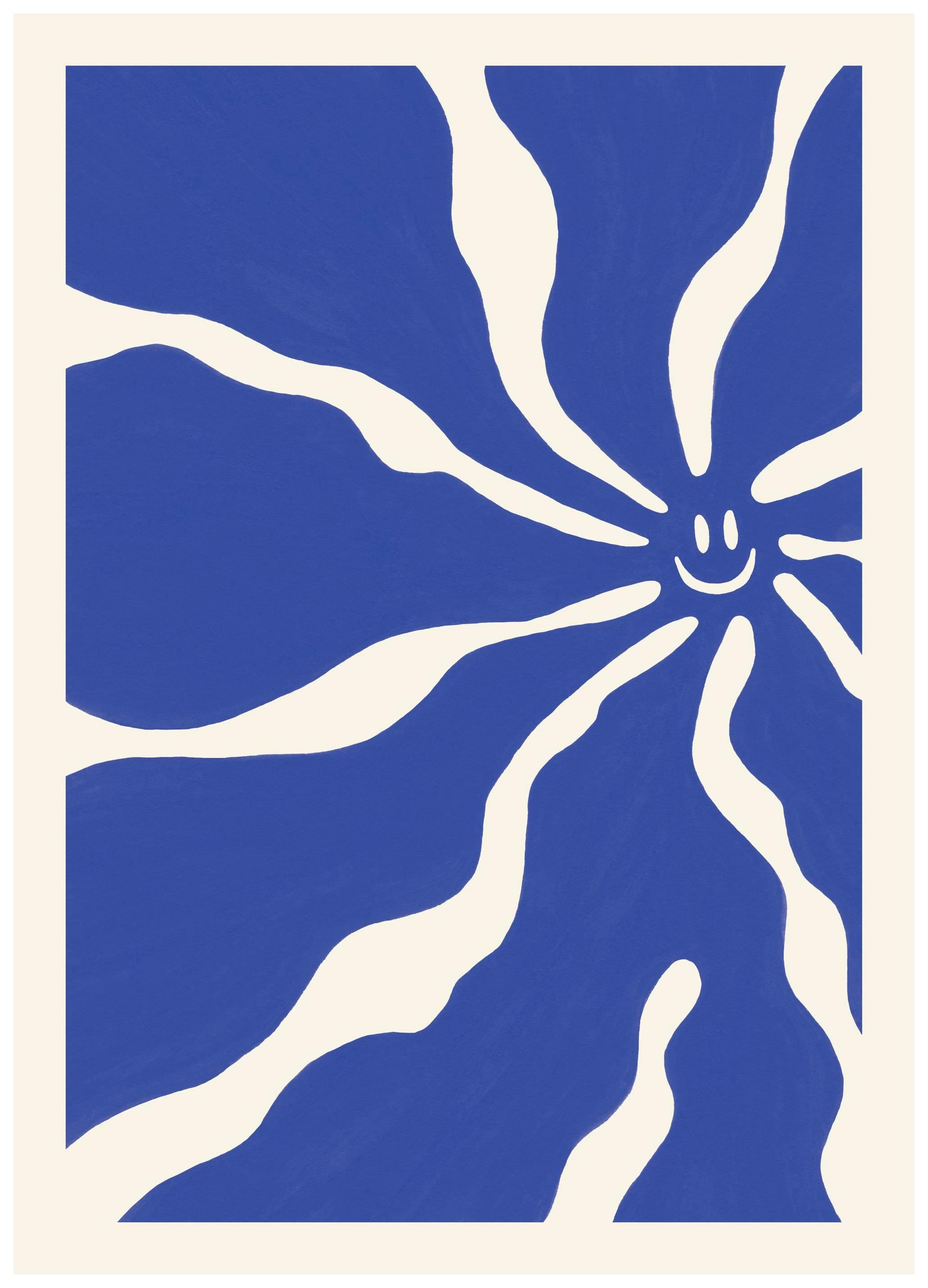 Happy Blue Flower Plakat (30x40 cm)- Grafiki