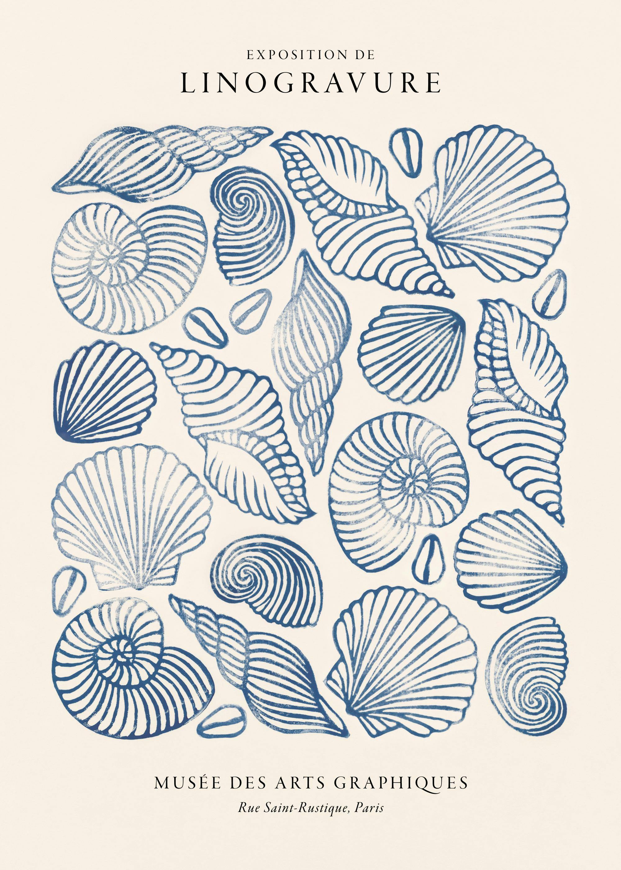 Linocut Seashells Print 0